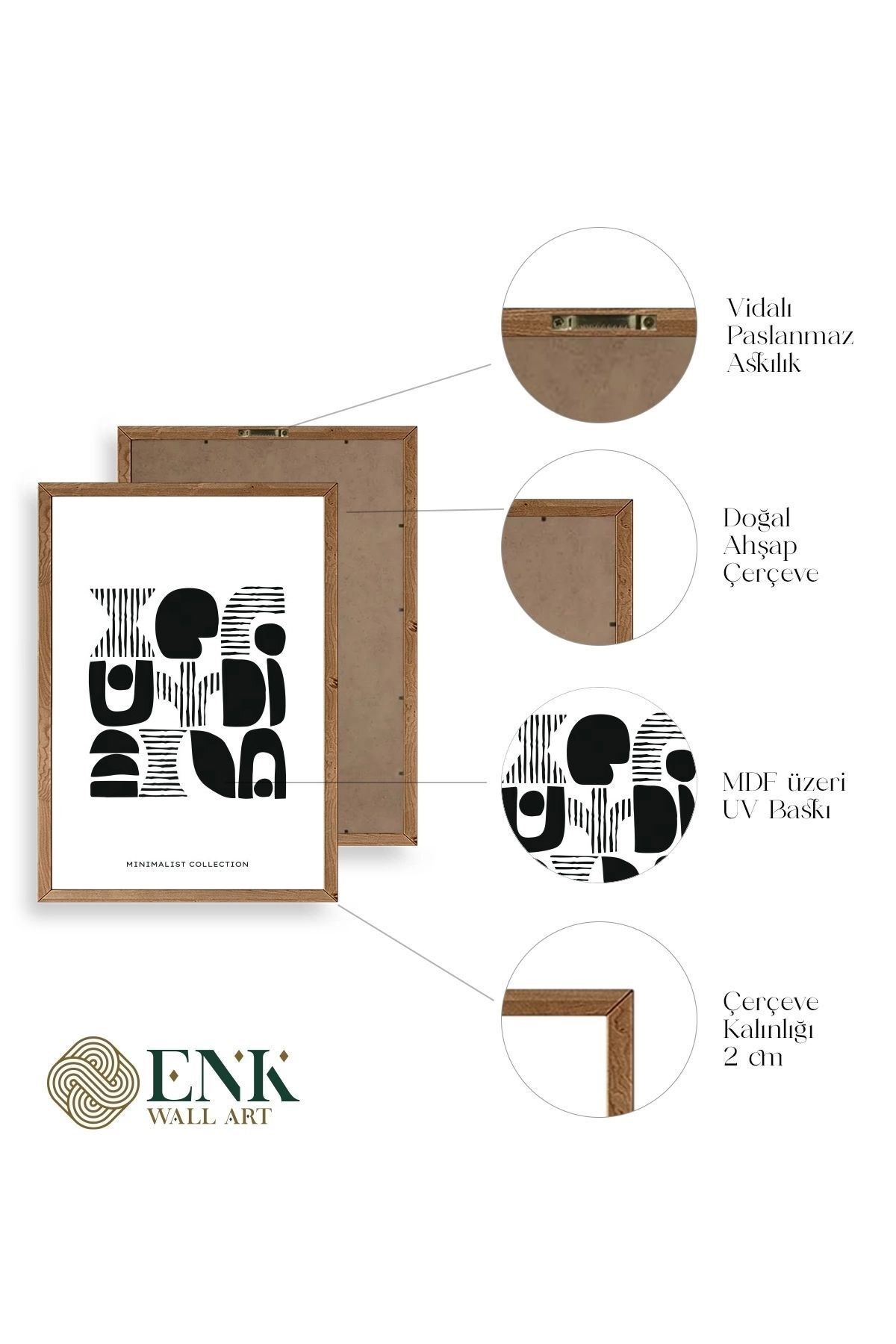 Soyut Ahşap Çerçeveli Tablo 30 x 42