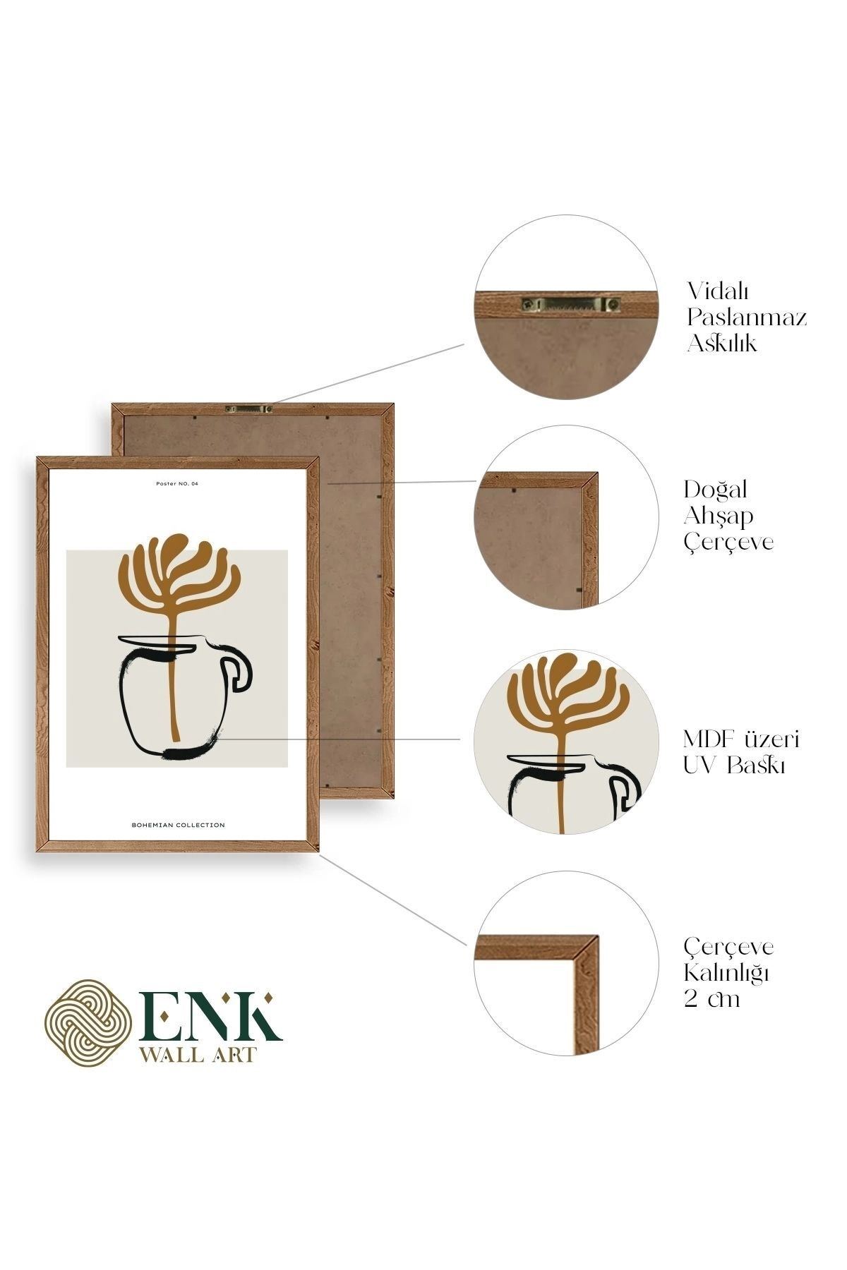 Kahve Ahşap Çerçeveli Tablo 23 x 30