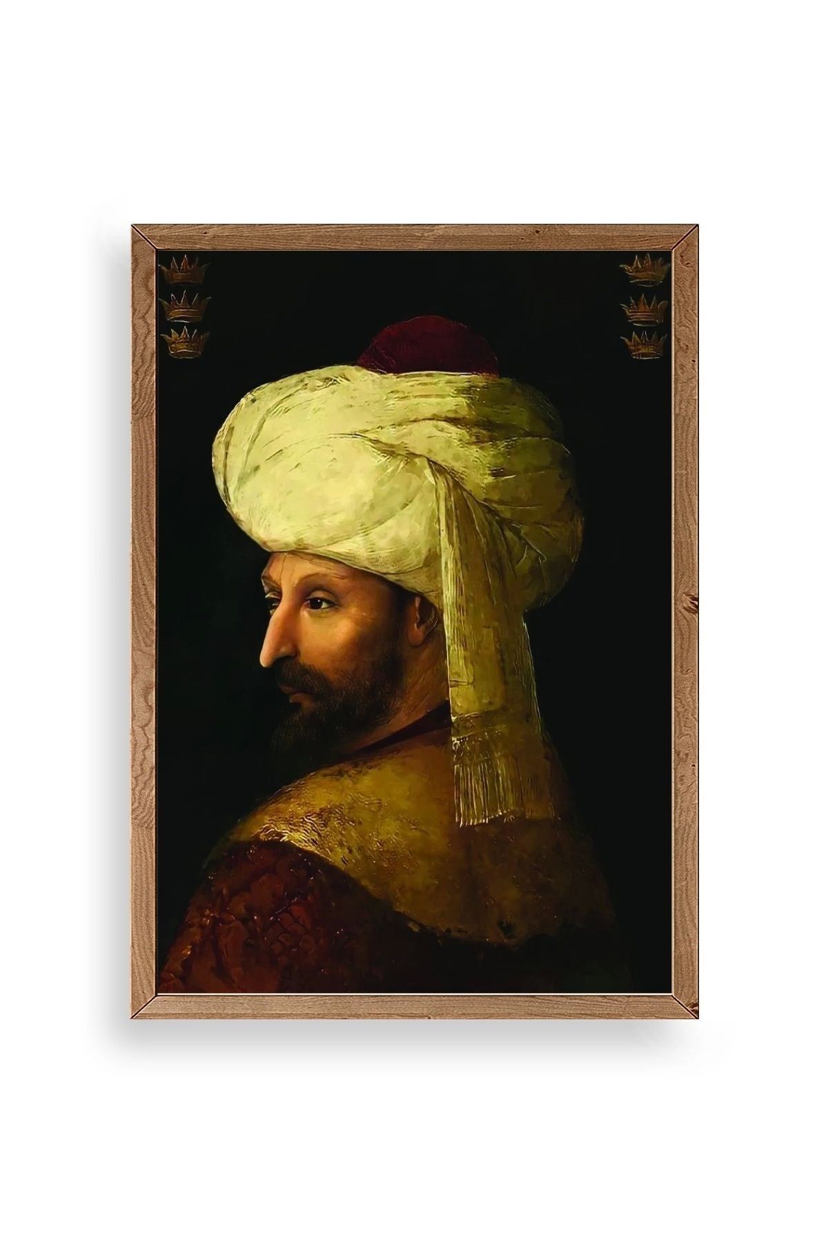 Fatih Sultan Mehmet Ahşap Çerçeveli Tablo 50 x 70