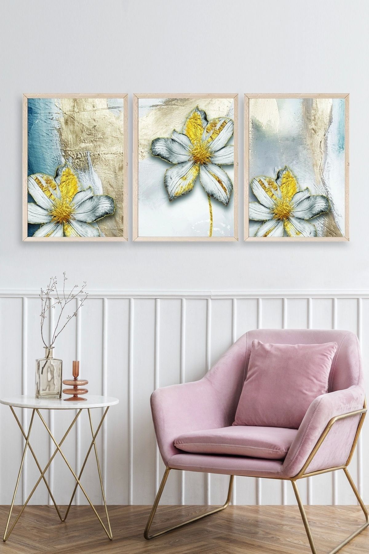 Çiçekler Ahşap Çerçeveli Tablo 50 x 70