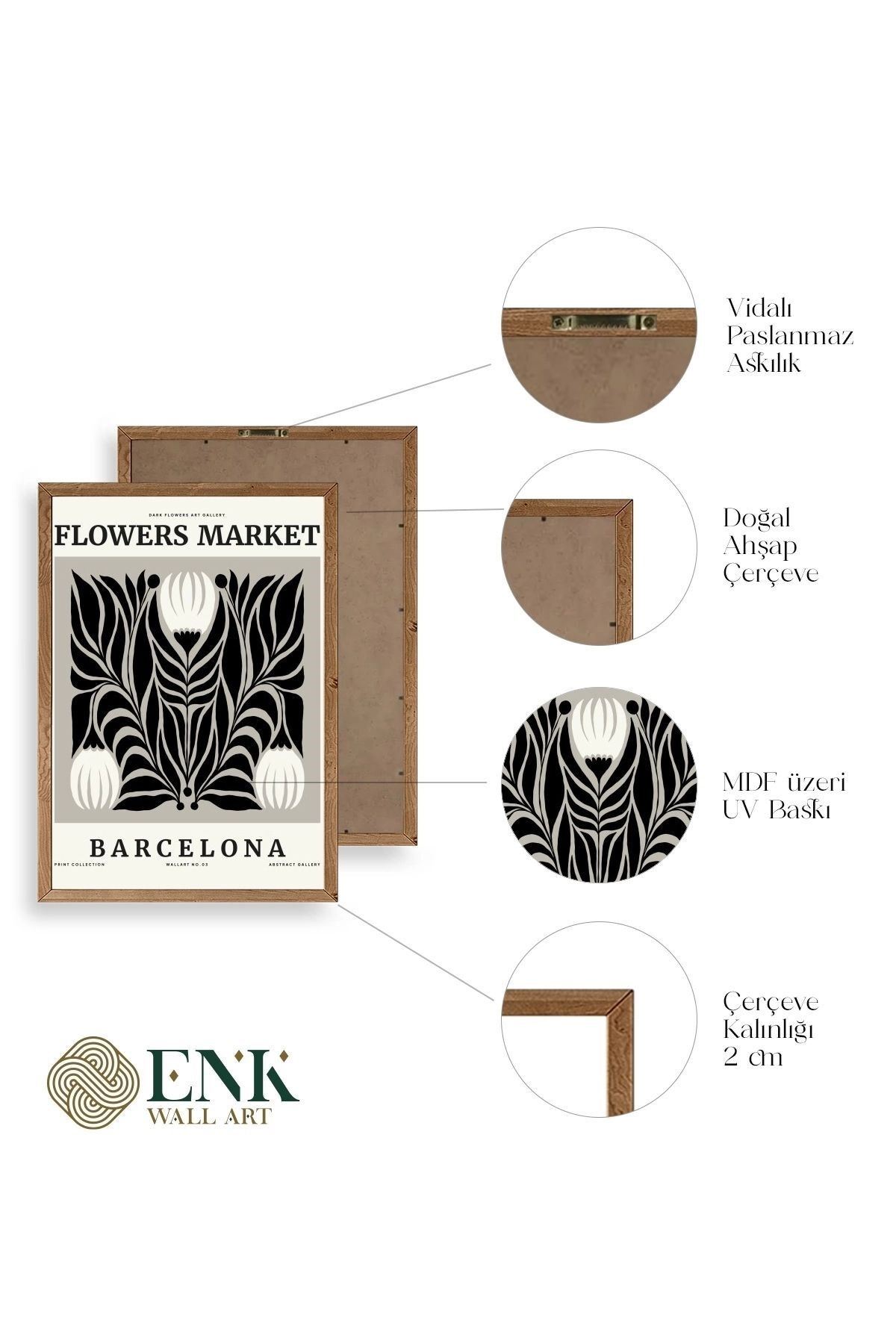 Çiçek Ahşap Çerçeveli Tablo 23 x 30