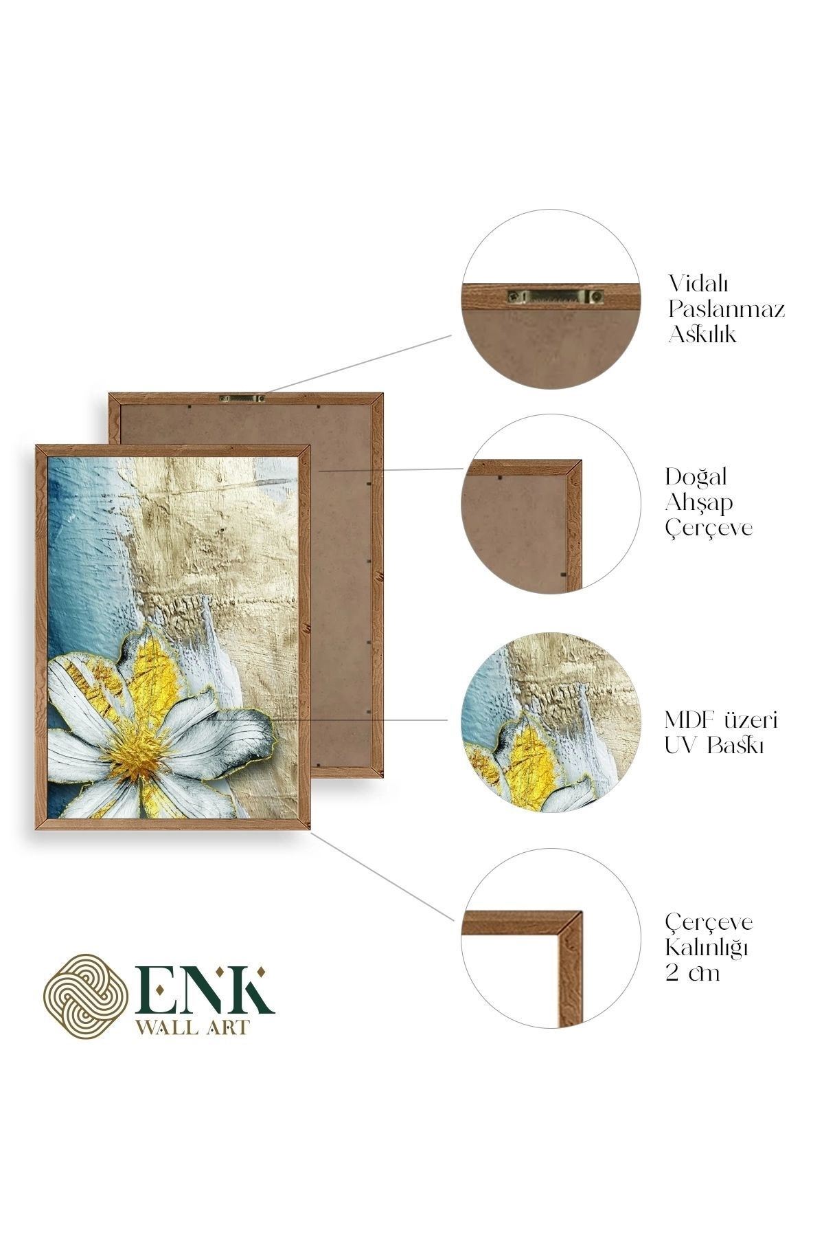 Çiçekler Ahşap Çerçeveli Tablo 50 x 70