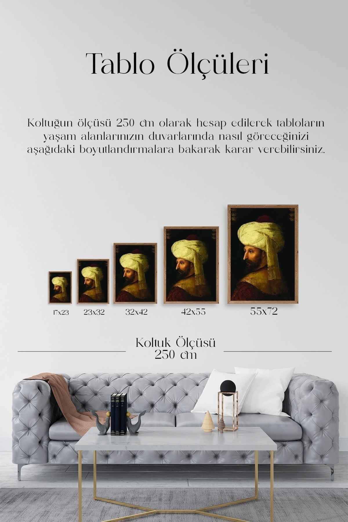 Fatih Sultan Mehmet Ahşap Çerçeveli Tablo 30 x 42