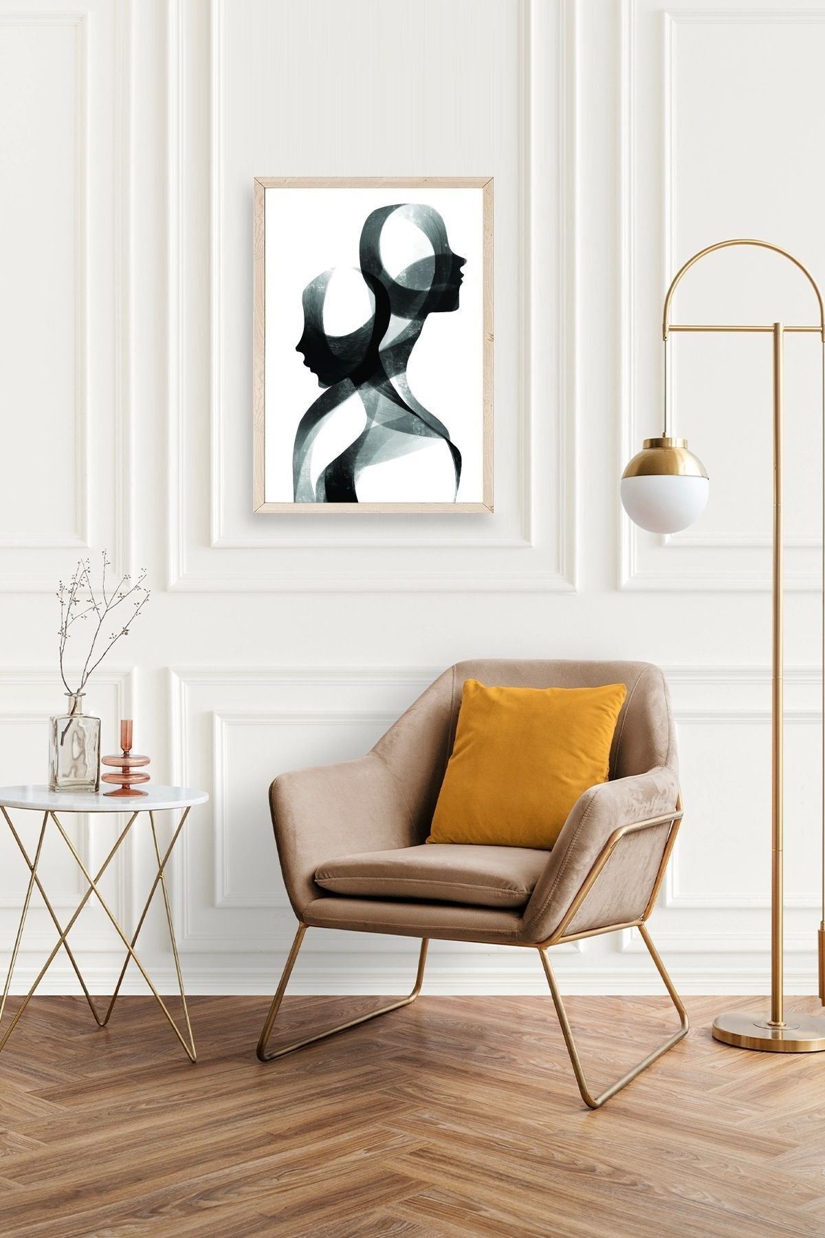 Soyut Ahşap Çerçeveli Tablo 30 x 42