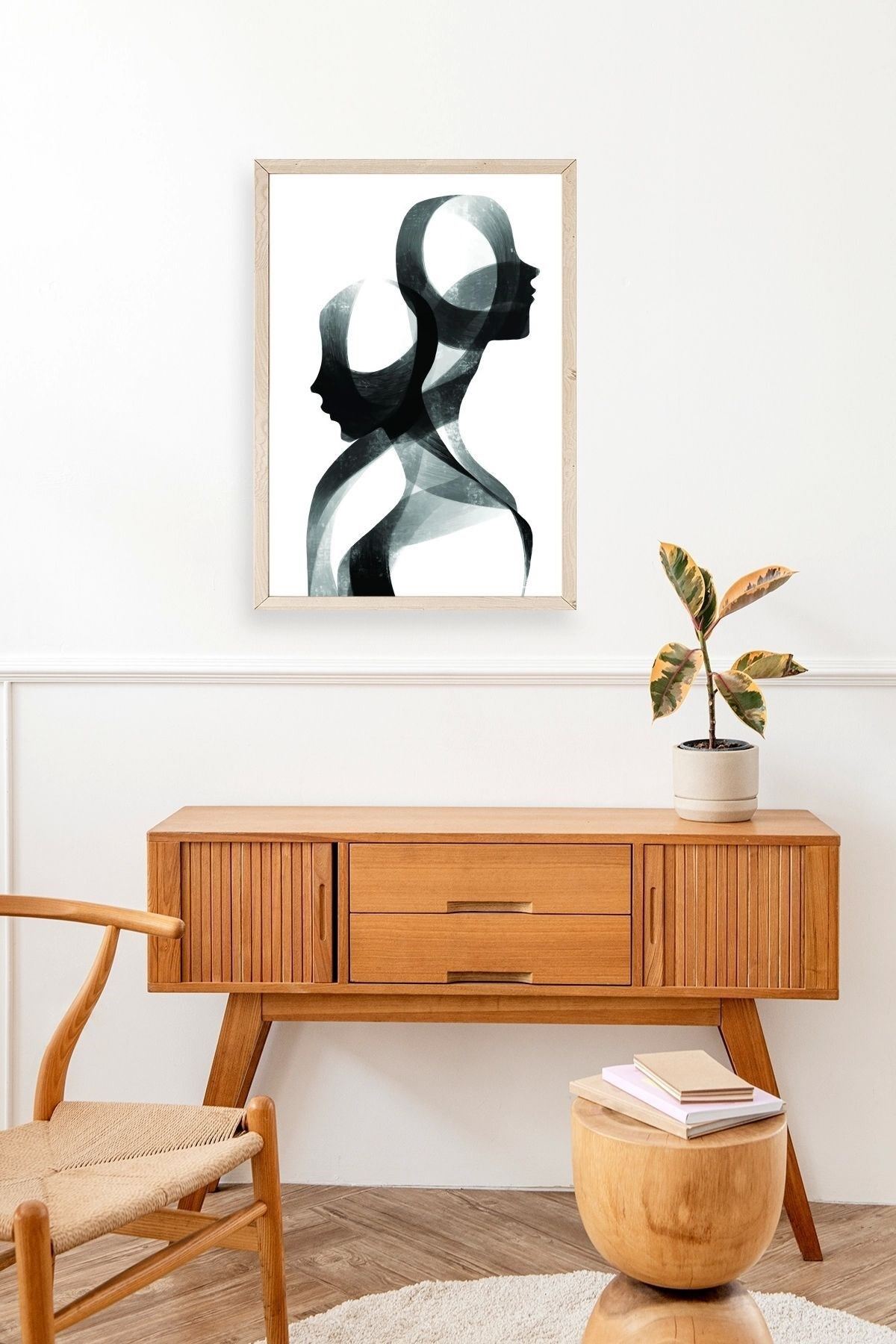 Soyut Ahşap Çerçeveli Tablo 30 x 42