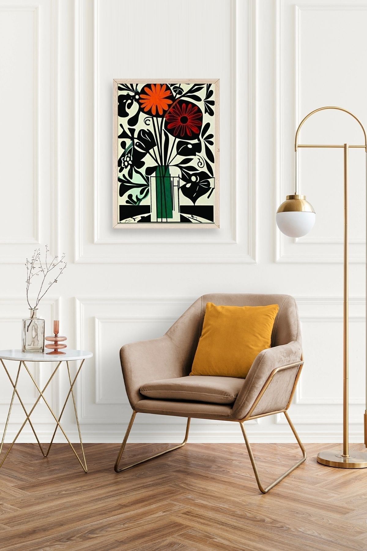 Çiçek Ahşap Çerçeveli Tablo 50 x 70