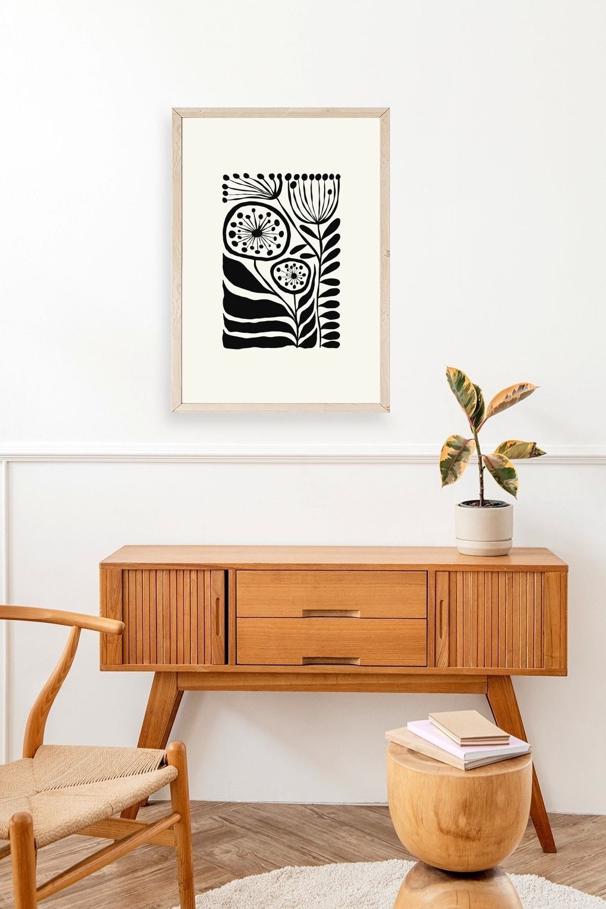 Çiçek Ahşap Çerçeveli Tablo 17 x 23