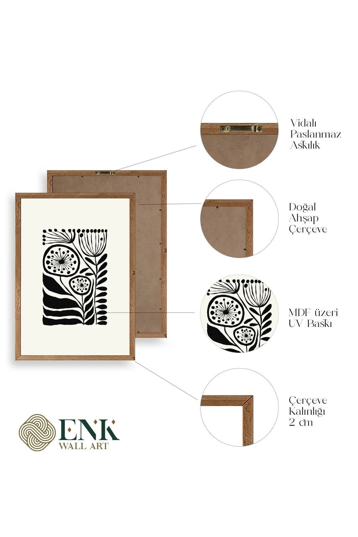 Çiçek Ahşap Çerçeveli Tablo 30 x 42