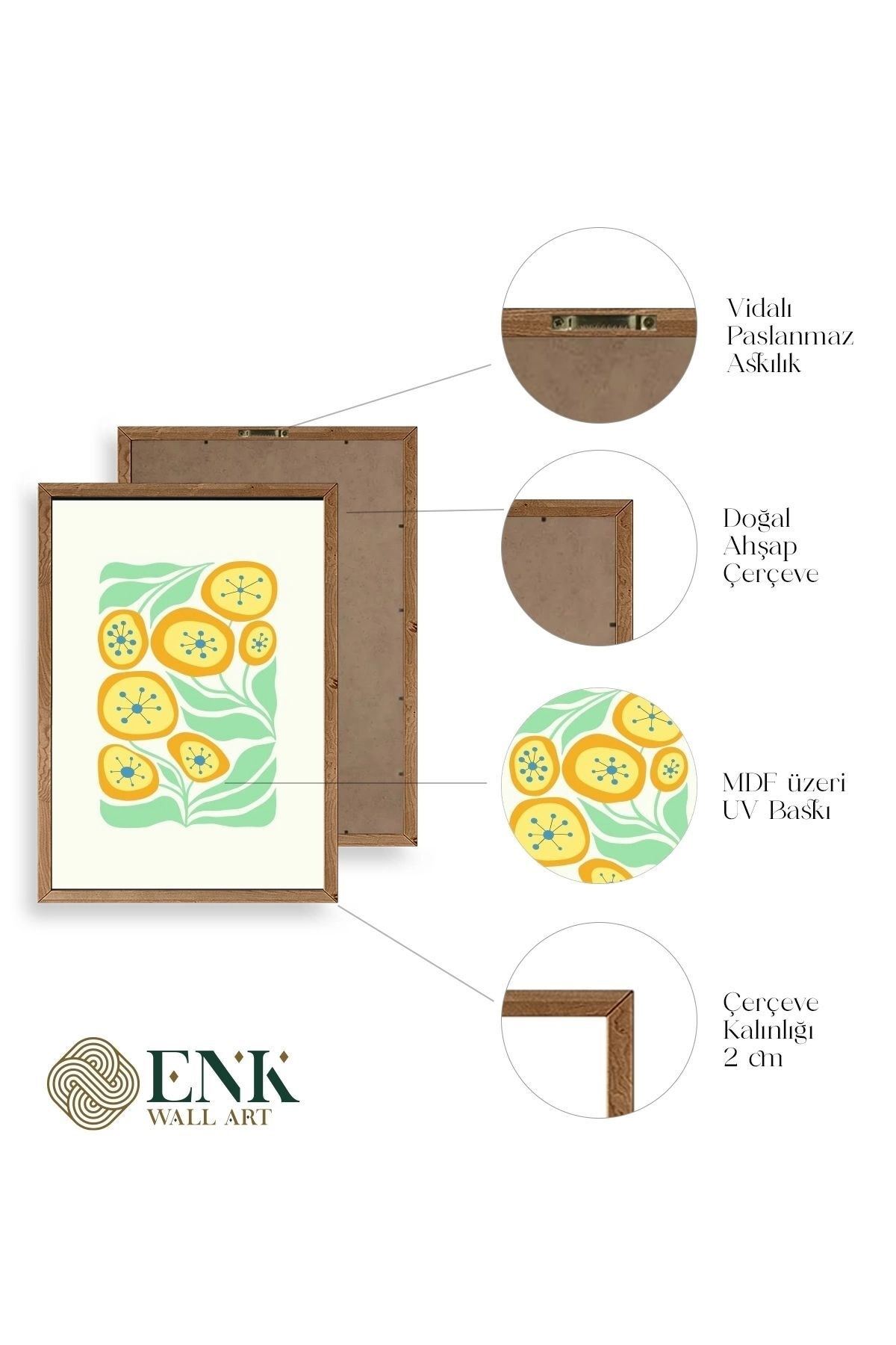 Çiçek Ahşap Çerçeveli Tablo 23 x 30