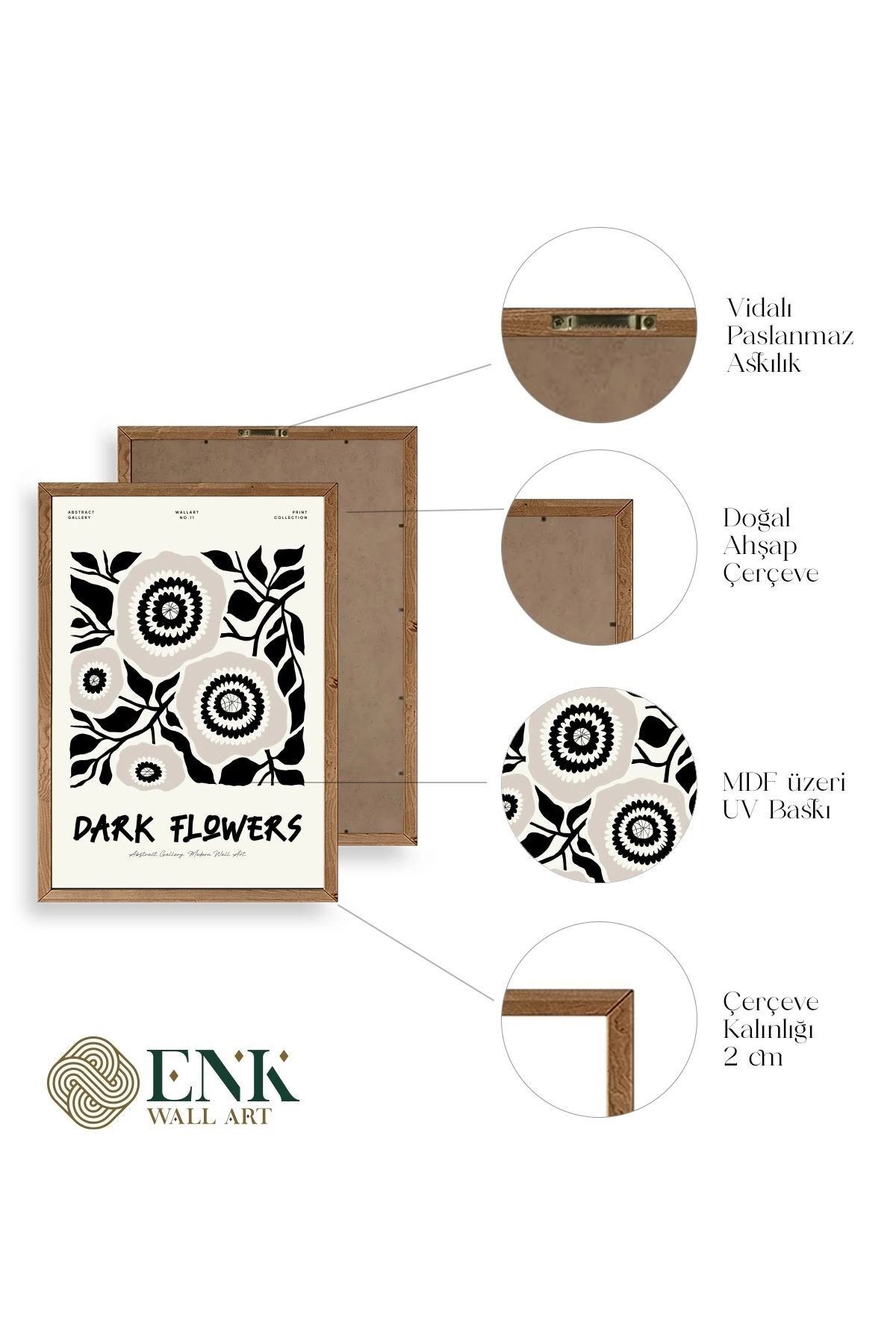 Çiçek Ahşap Çerçeveli Tablo 50 x 70