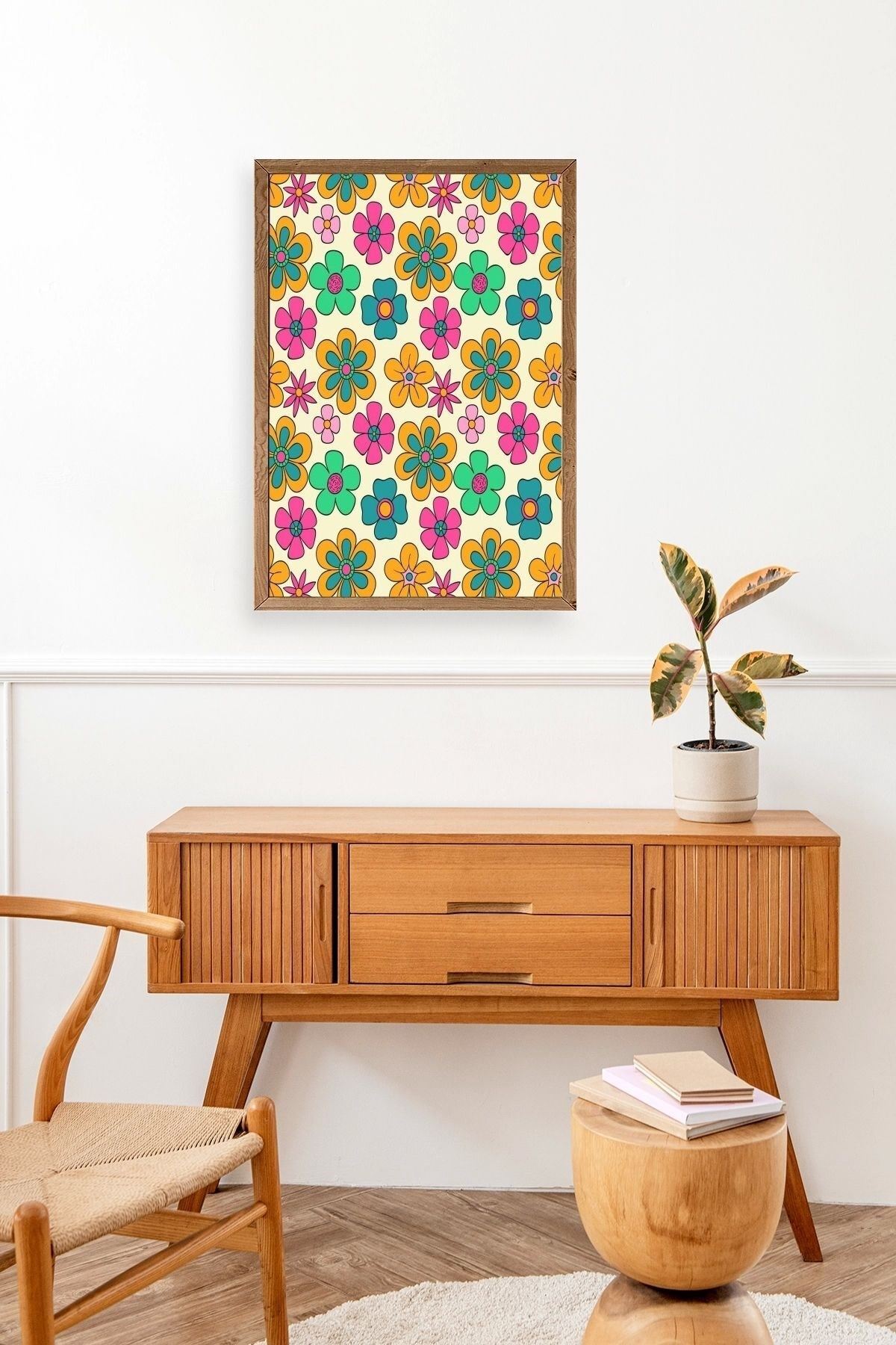 Çiçekler Ahşap Çerçeveli Tablo 23 x 30