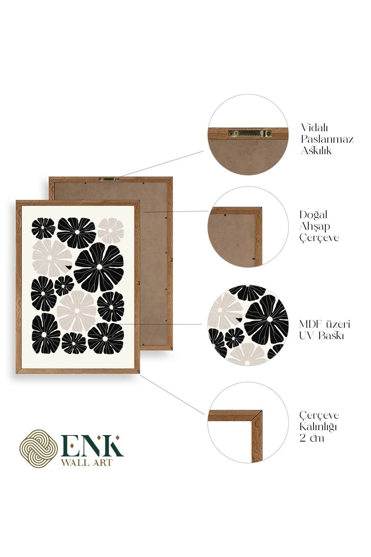 Çiçek Ahşap Çerçeveli Tablo 17 x 23