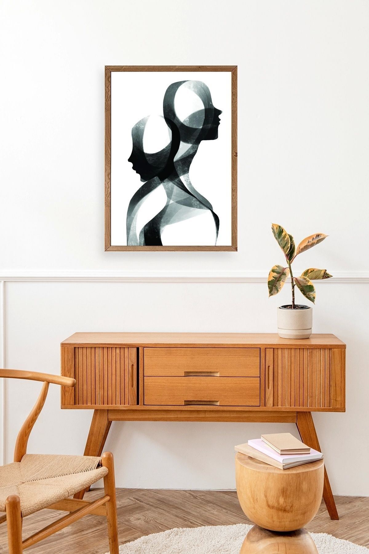 Soyut Ahşap Çerçeveli Tablo 23 x 30