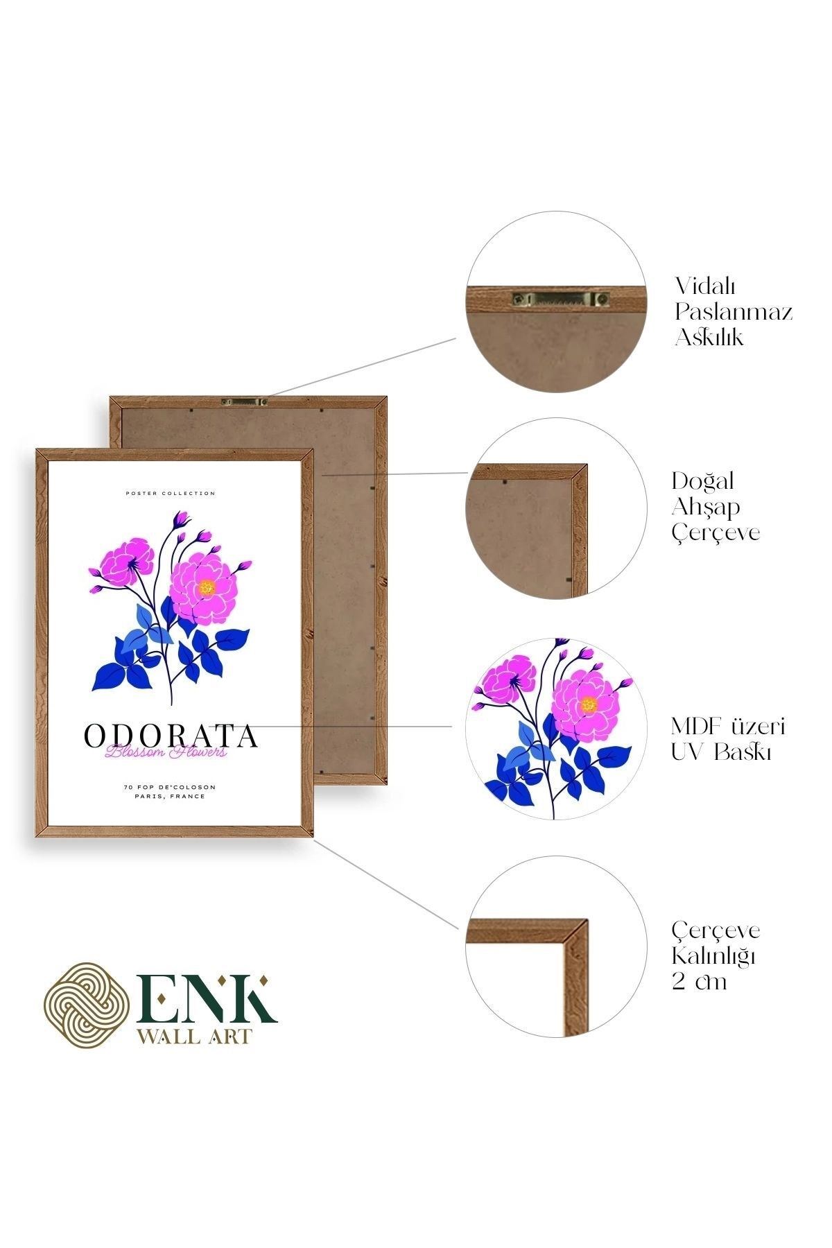 Çiçek Ahşap Çerçeveli Tablo 50 x 70