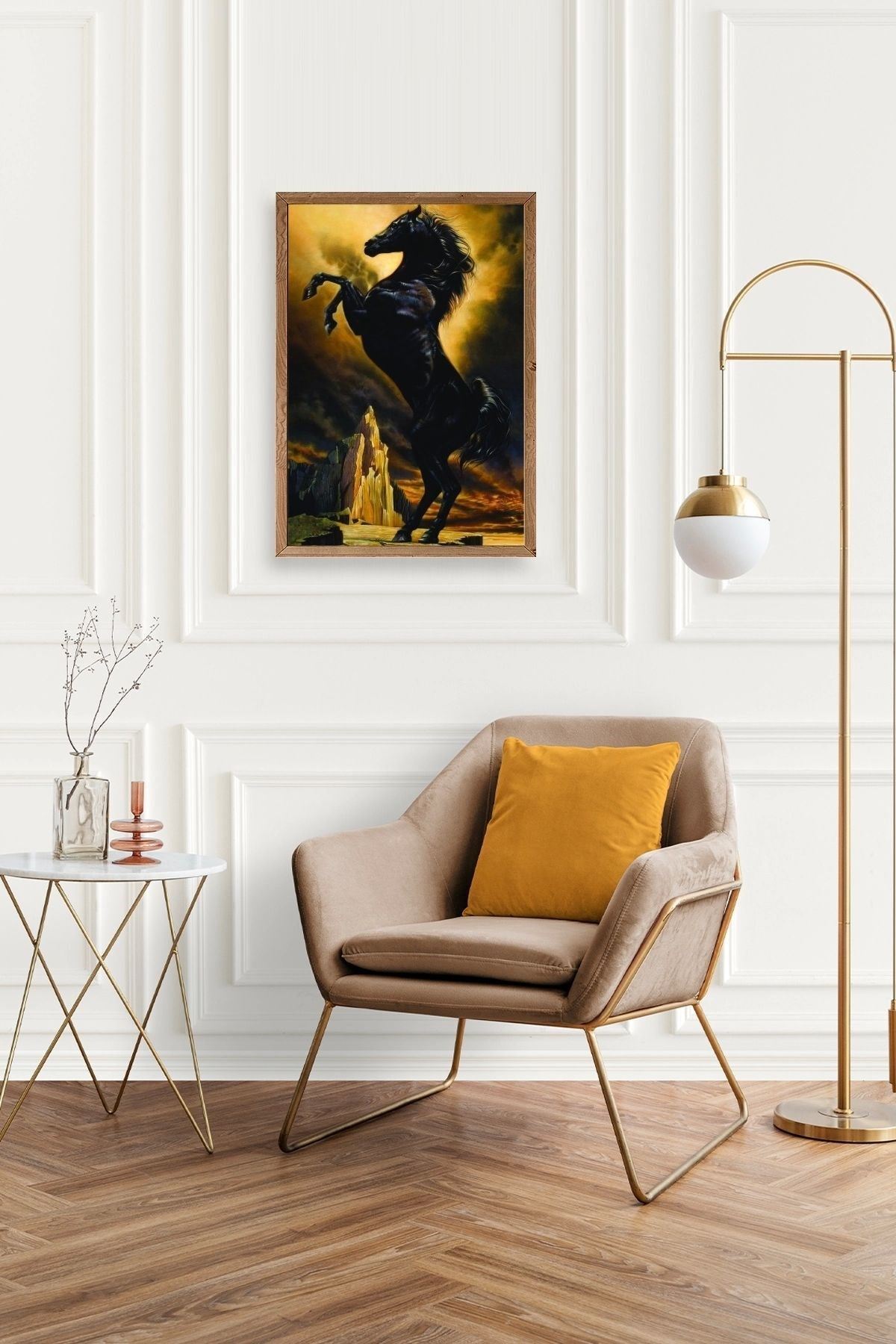 At Ahşap Çerçeveli Tablo 30 x 42