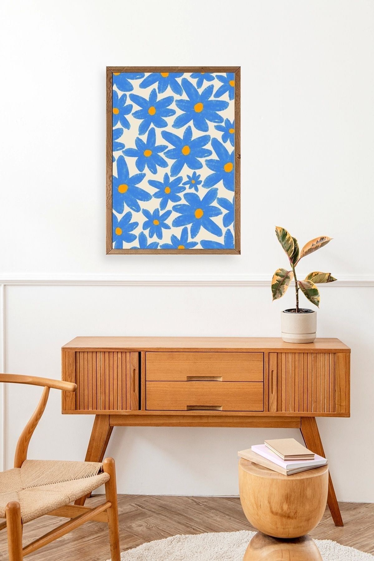 Çiçekler Ahşap Çerçeveli Tablo 50 x 70