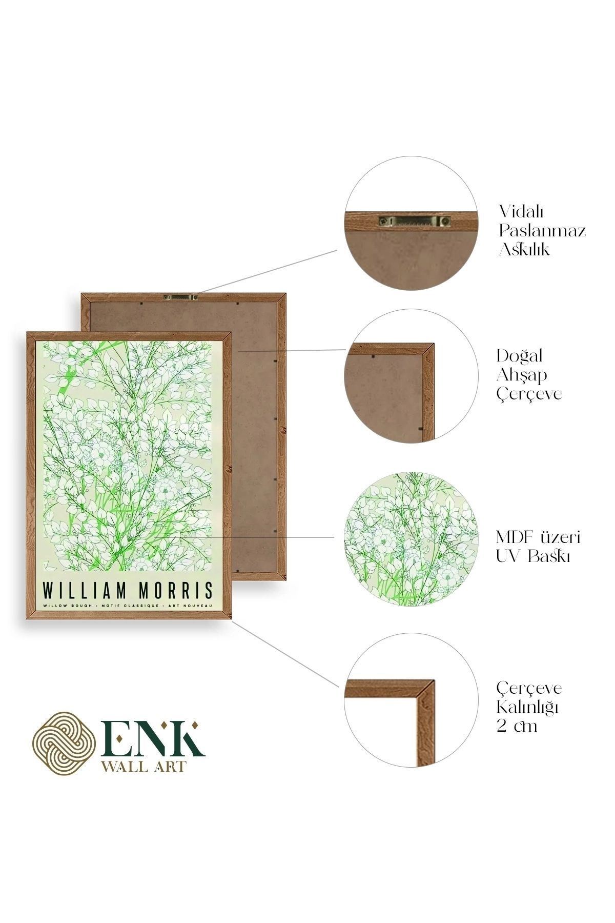 Çiçekler Ahşap Çerçeveli Tablo 17 x 23