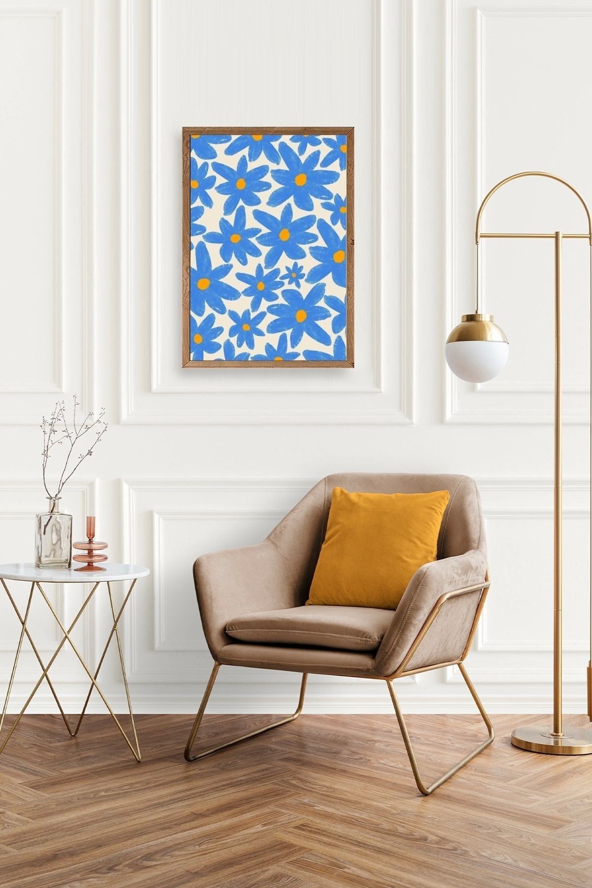 Çiçekler Ahşap Çerçeveli Tablo 23 x 30