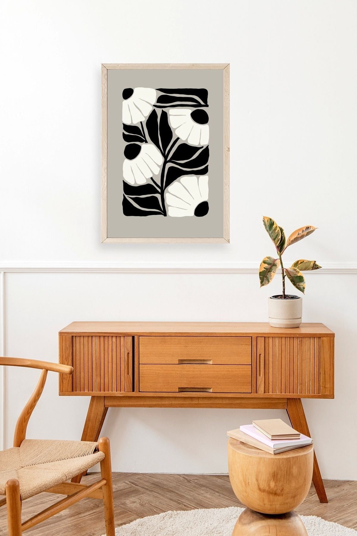 Çiçek Ahşap Çerçeveli Tablo 17 x 23