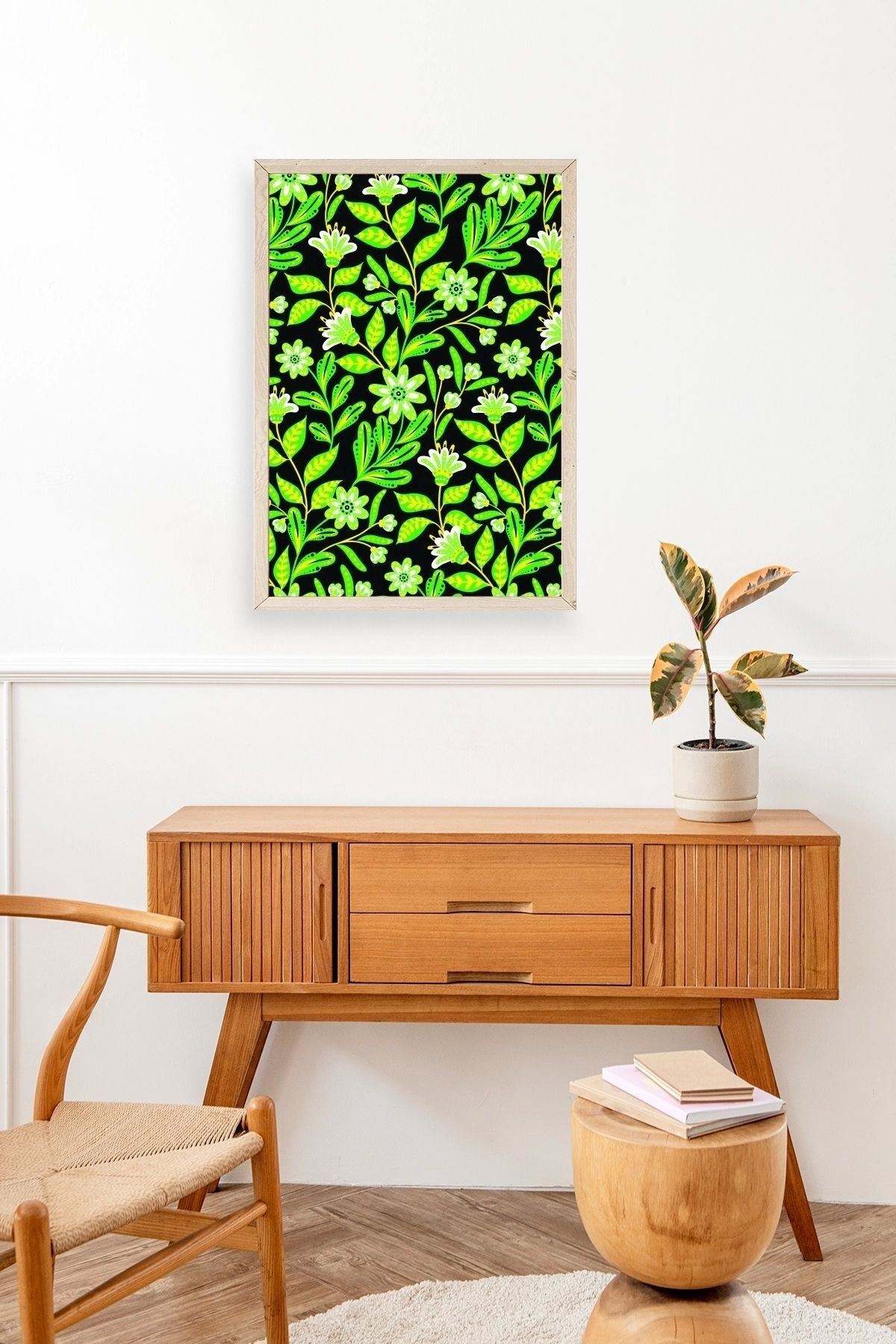 Yapraklar Ahşap Çerçeveli Tablo 30 x 42