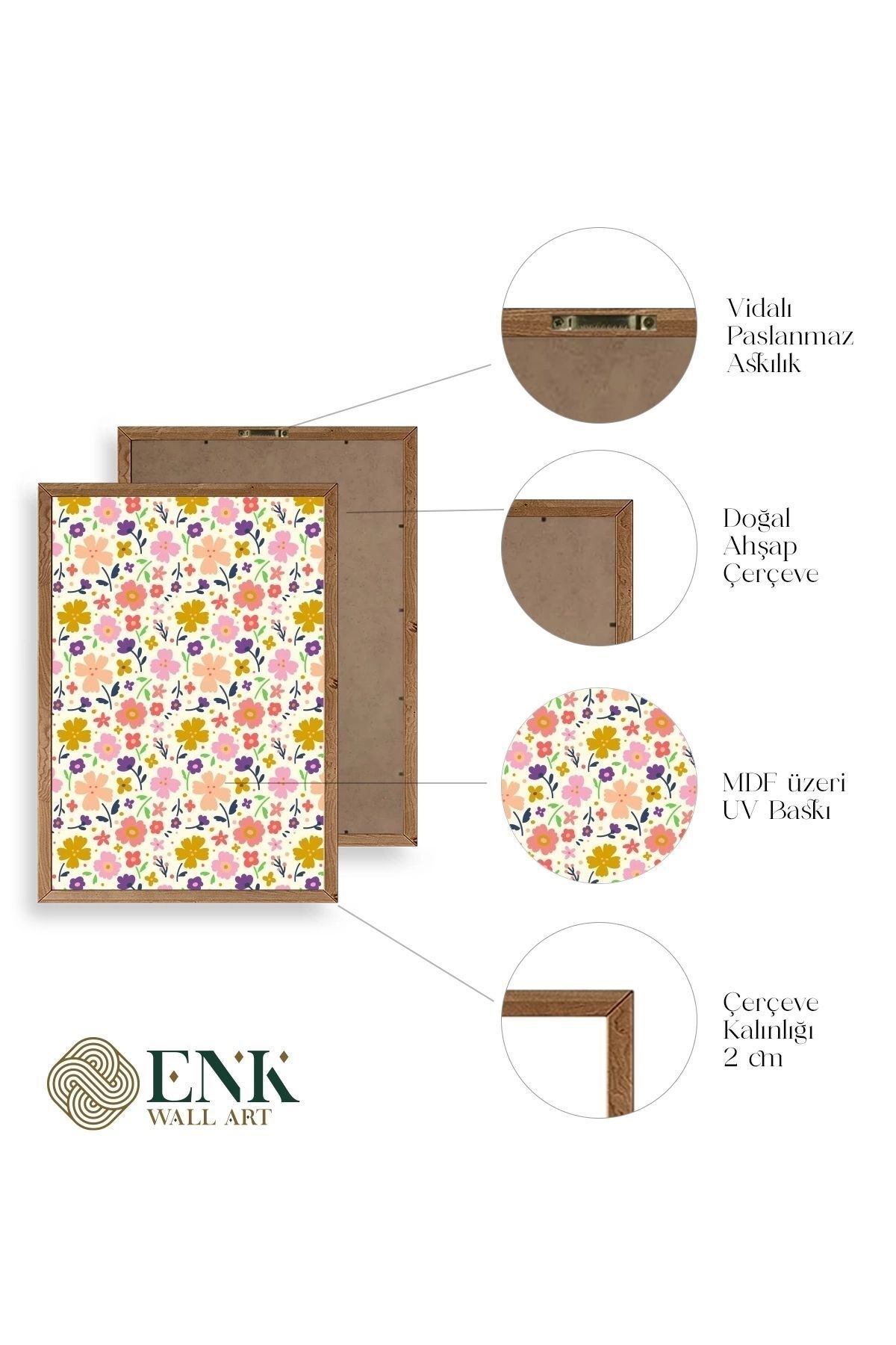 Çiçek Ahşap Çerçeveli Tablo 23 x 30
