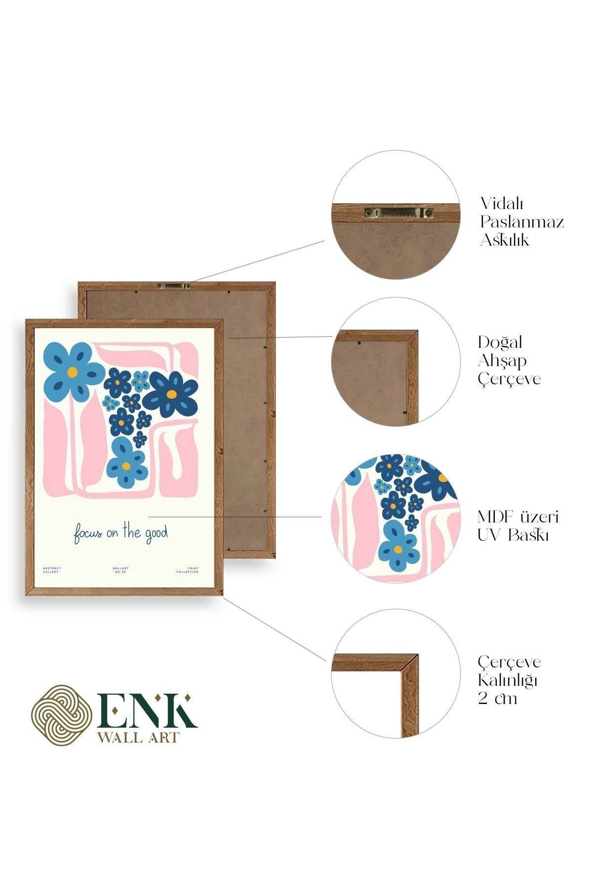 Çiçekler Ahşap Çerçeveli Tablo 17 x 23