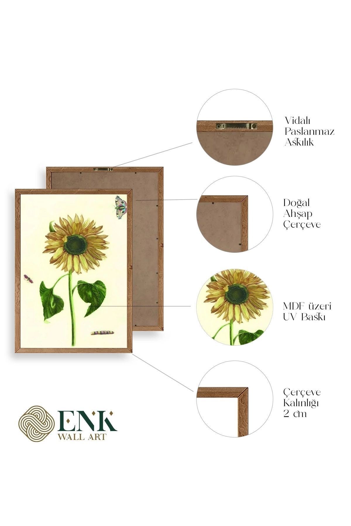 Ayçiçeği Ahşap Çerçeveli Tablo 23 x 30