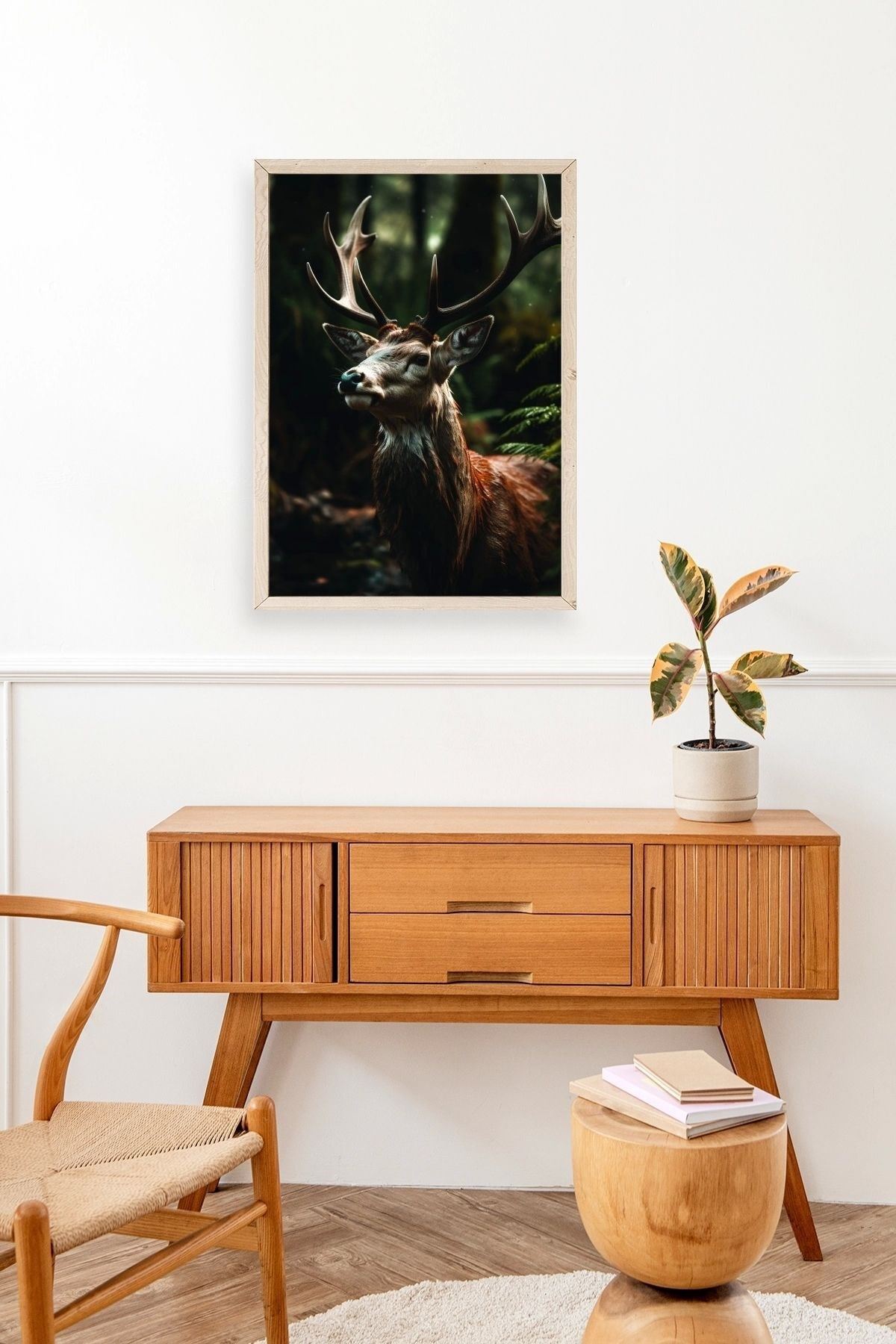 Geyik Ahşap Çerçeveli Tablo 17 x 23