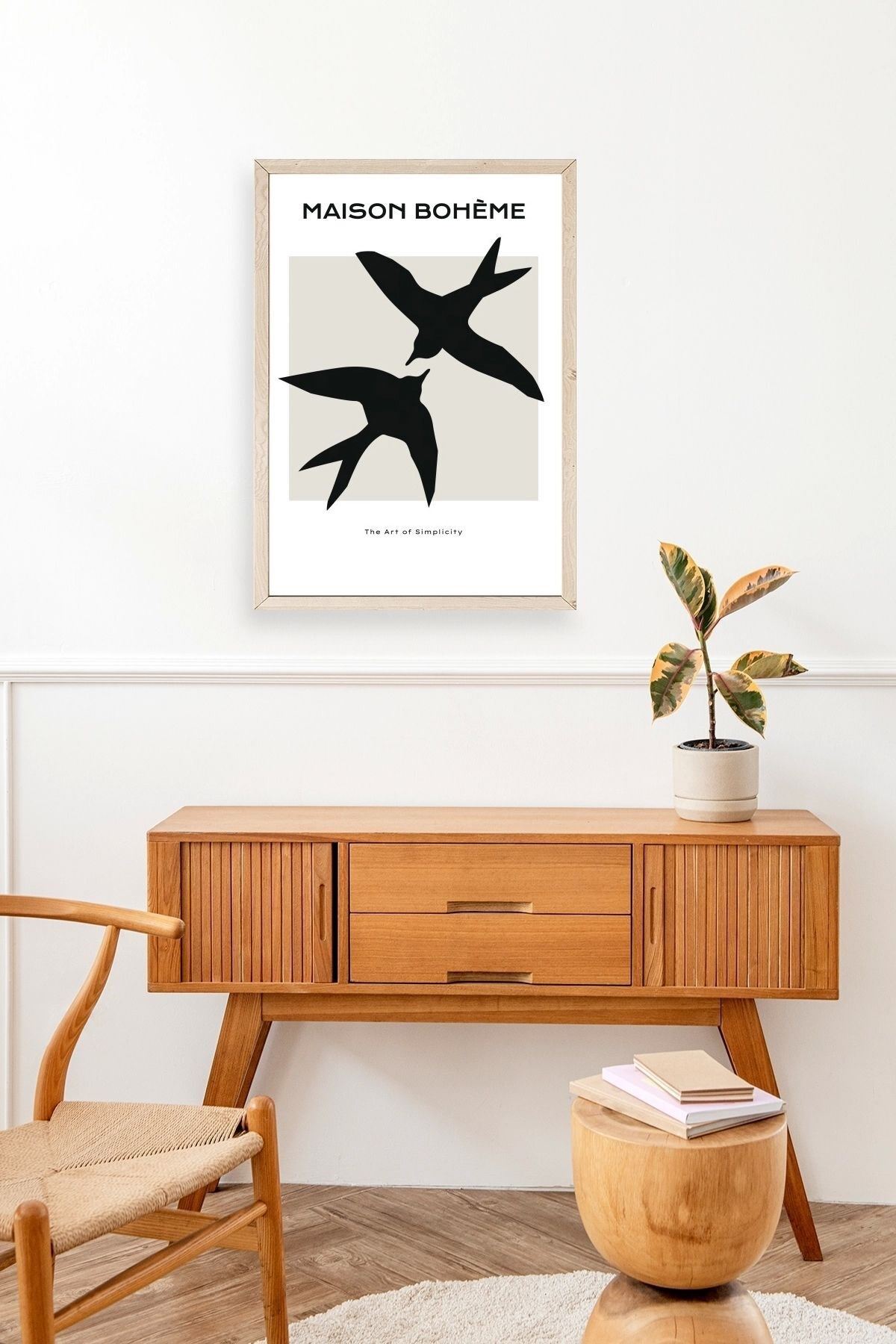 Kuşlar Ahşap Çerçeveli Tablo 50 x 70