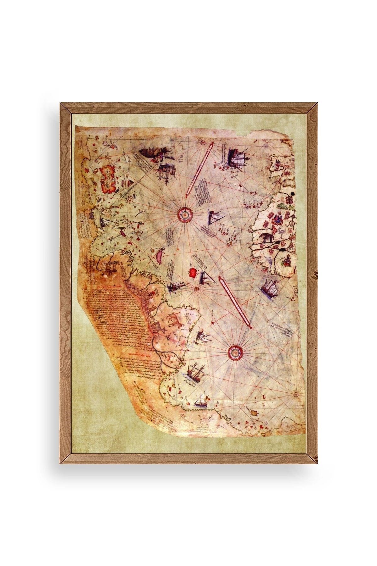 Harita Ahşap Çerçeveli Tablo 23 x 30