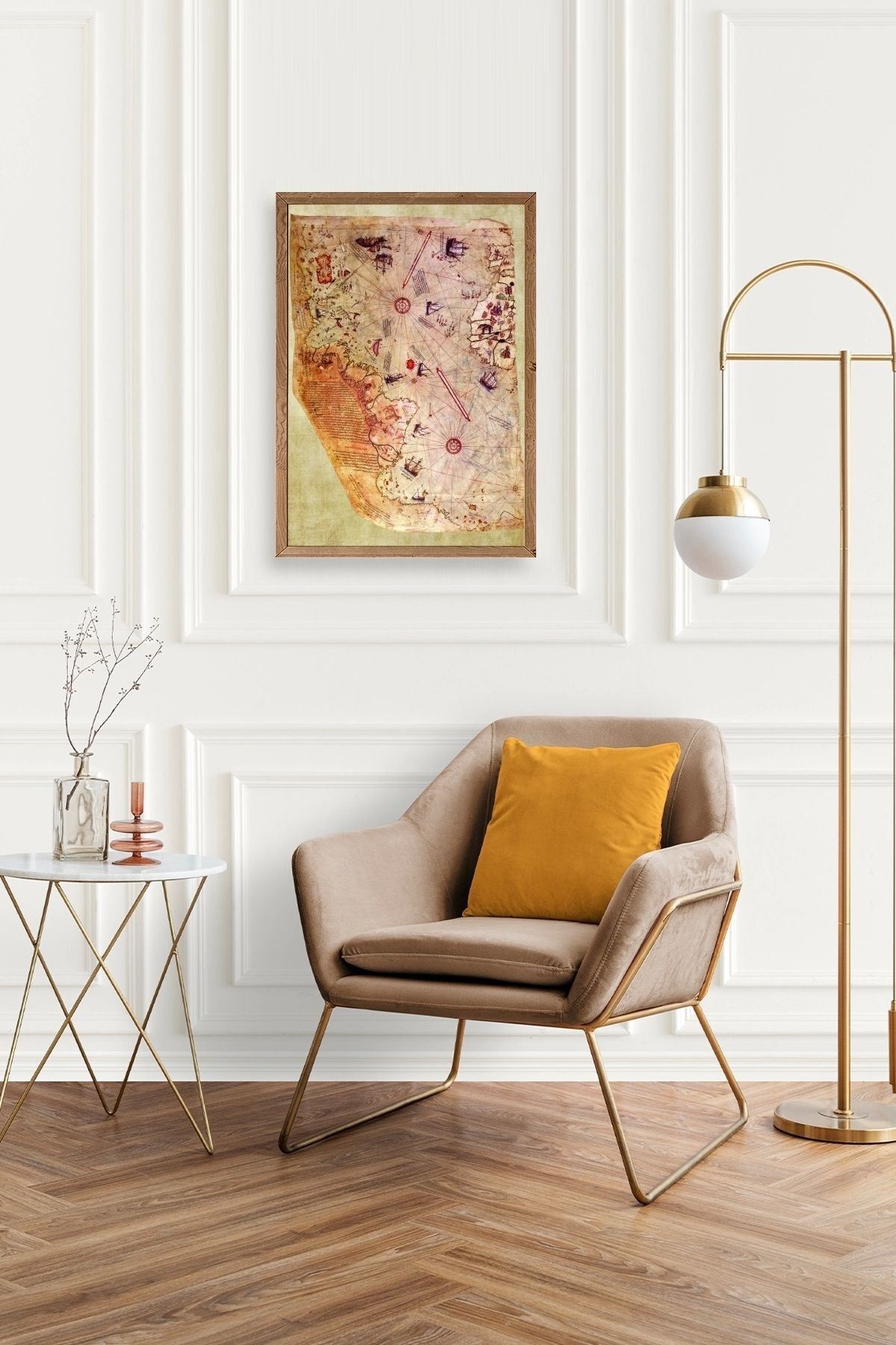 Harita Ahşap Çerçeveli Tablo 23 x 30