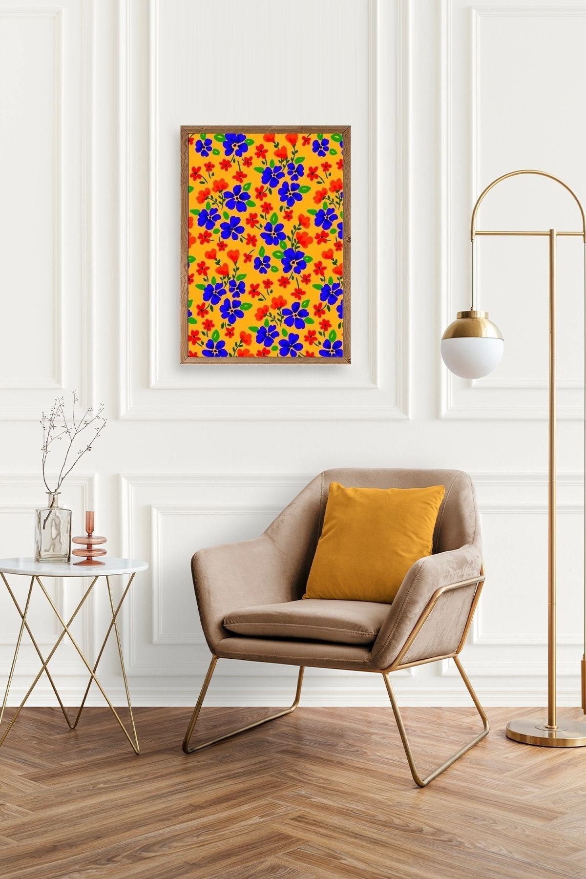 Çiçekler Ahşap Çerçeveli Tablo 30 x 42