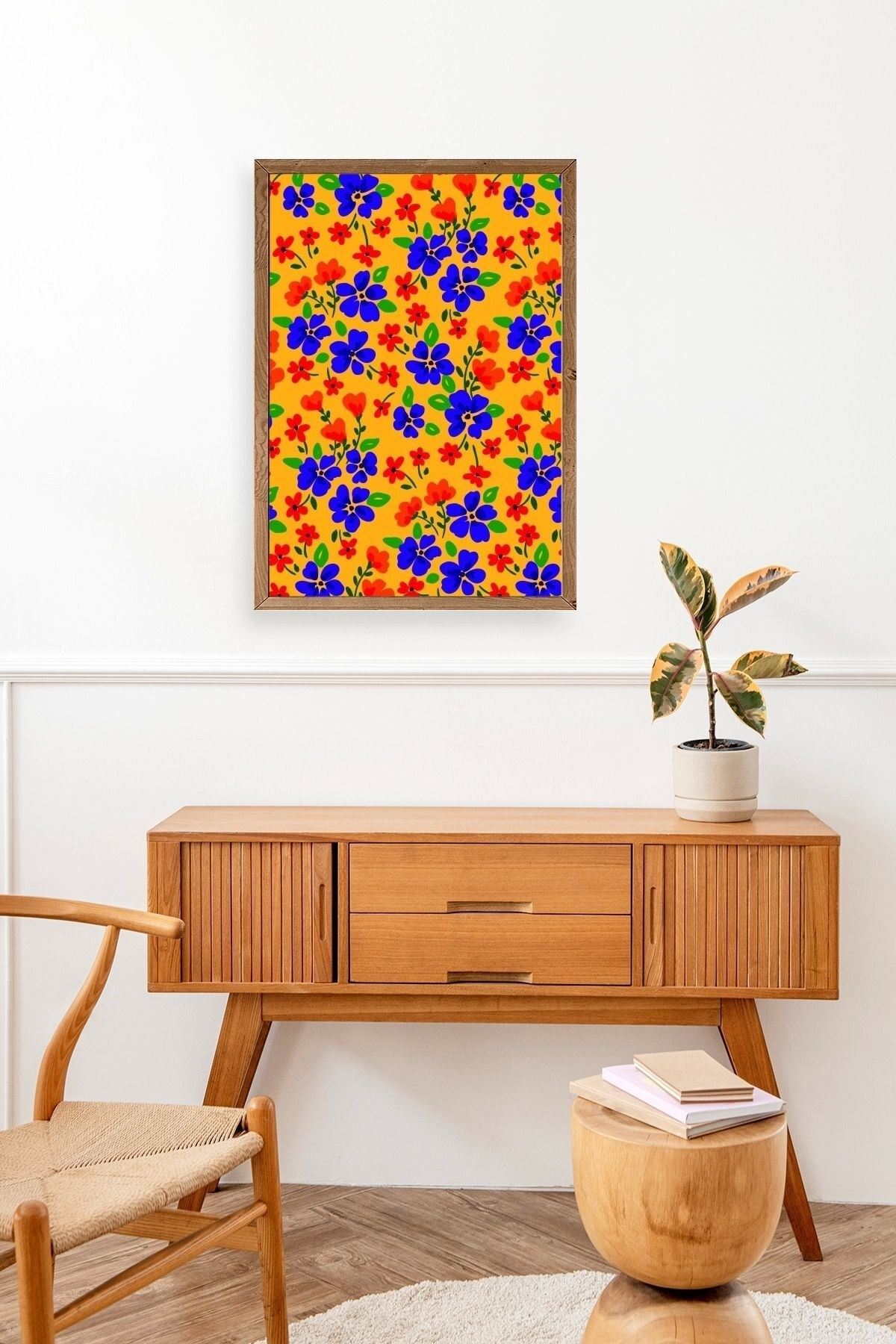 Çiçekler Ahşap Çerçeveli Tablo 30 x 42