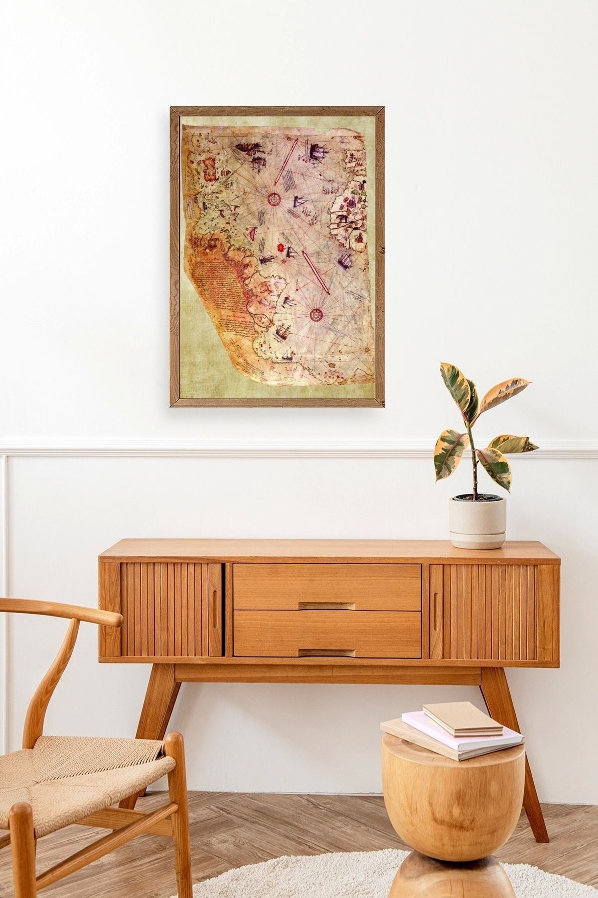 Harita Ahşap Çerçeveli Tablo 30 x 42