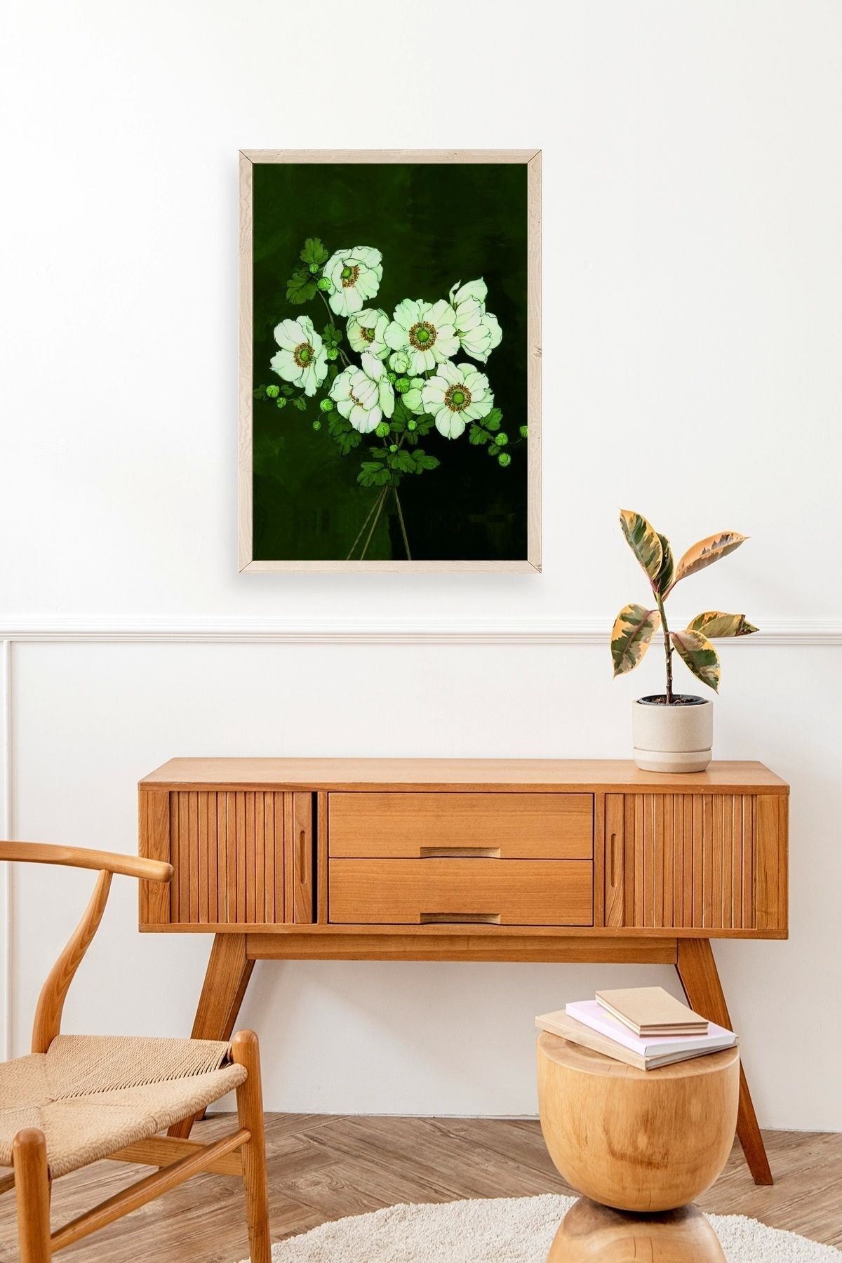 Çiçekler Ahşap Çerçeveli Tablo 17 x 23