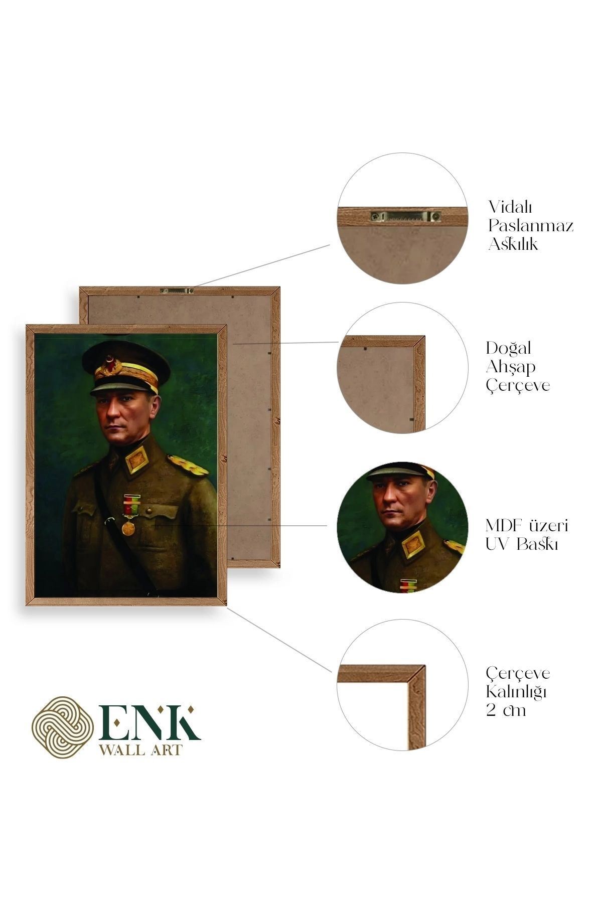 Atatürk Ahşap Çerçeveli Tablo 30 x 42