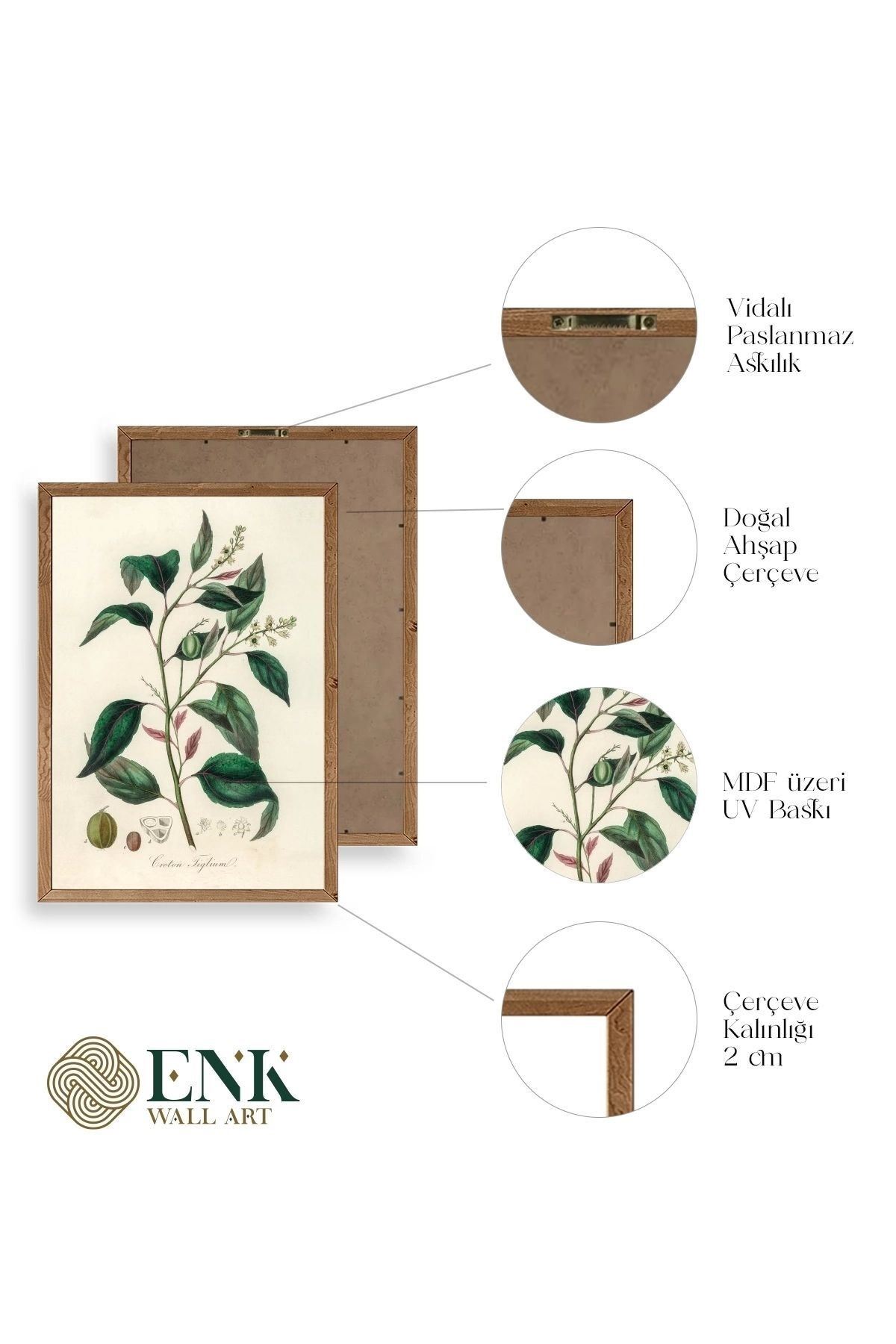 Yaprak Ahşap Çerçeveli Tablo 23 x 30