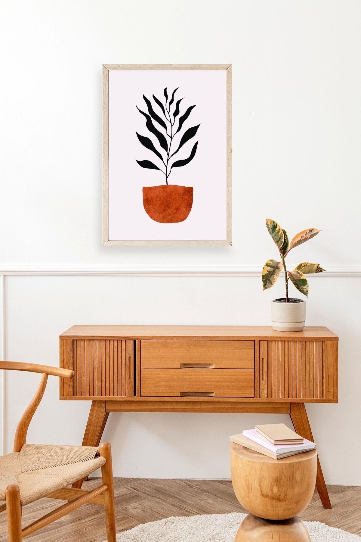 Saksı Ahşap Çerçeveli Tablo 30 x 42