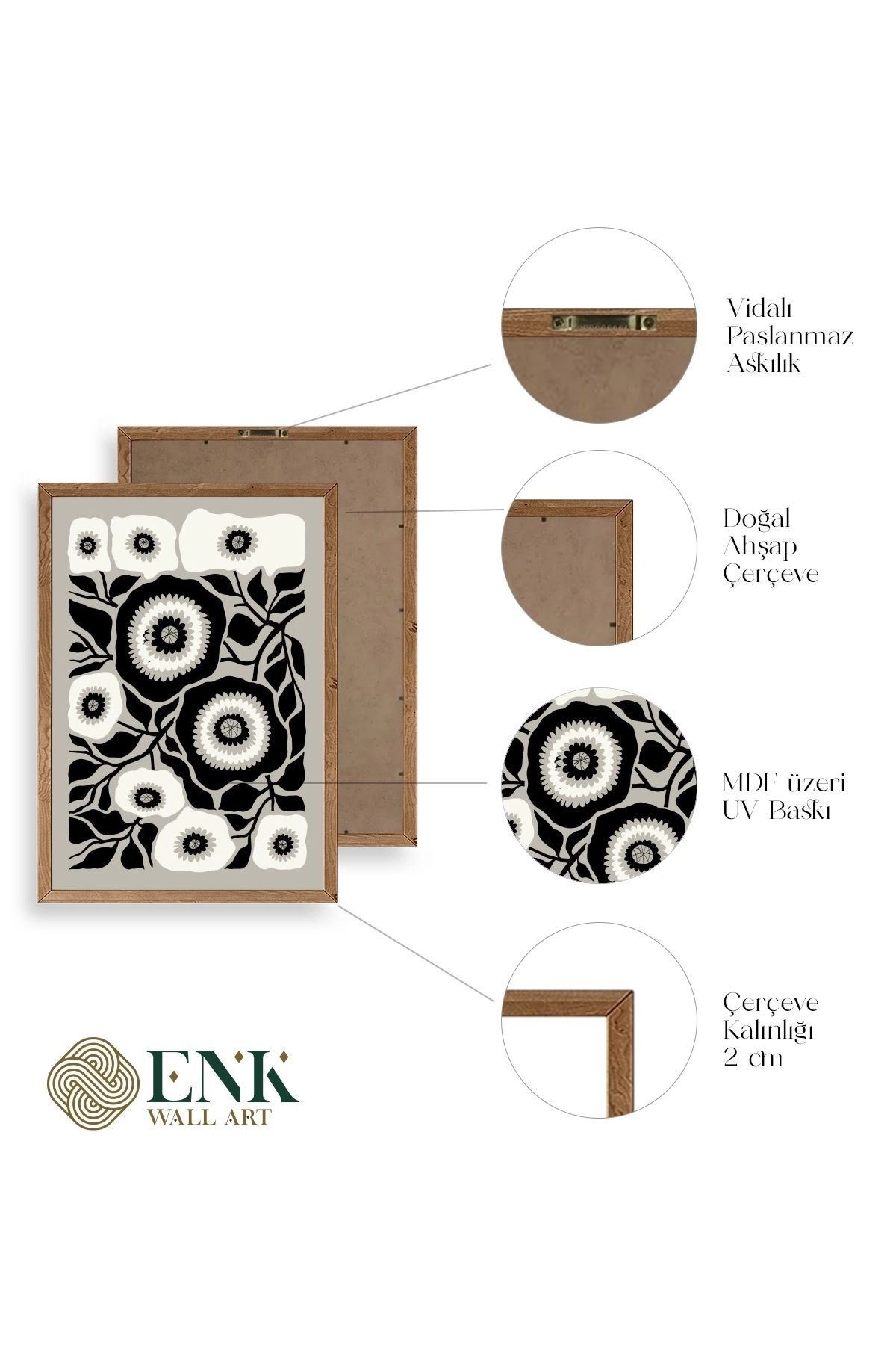 Çiçek Ahşap Çerçeveli Tablo 50 x 70