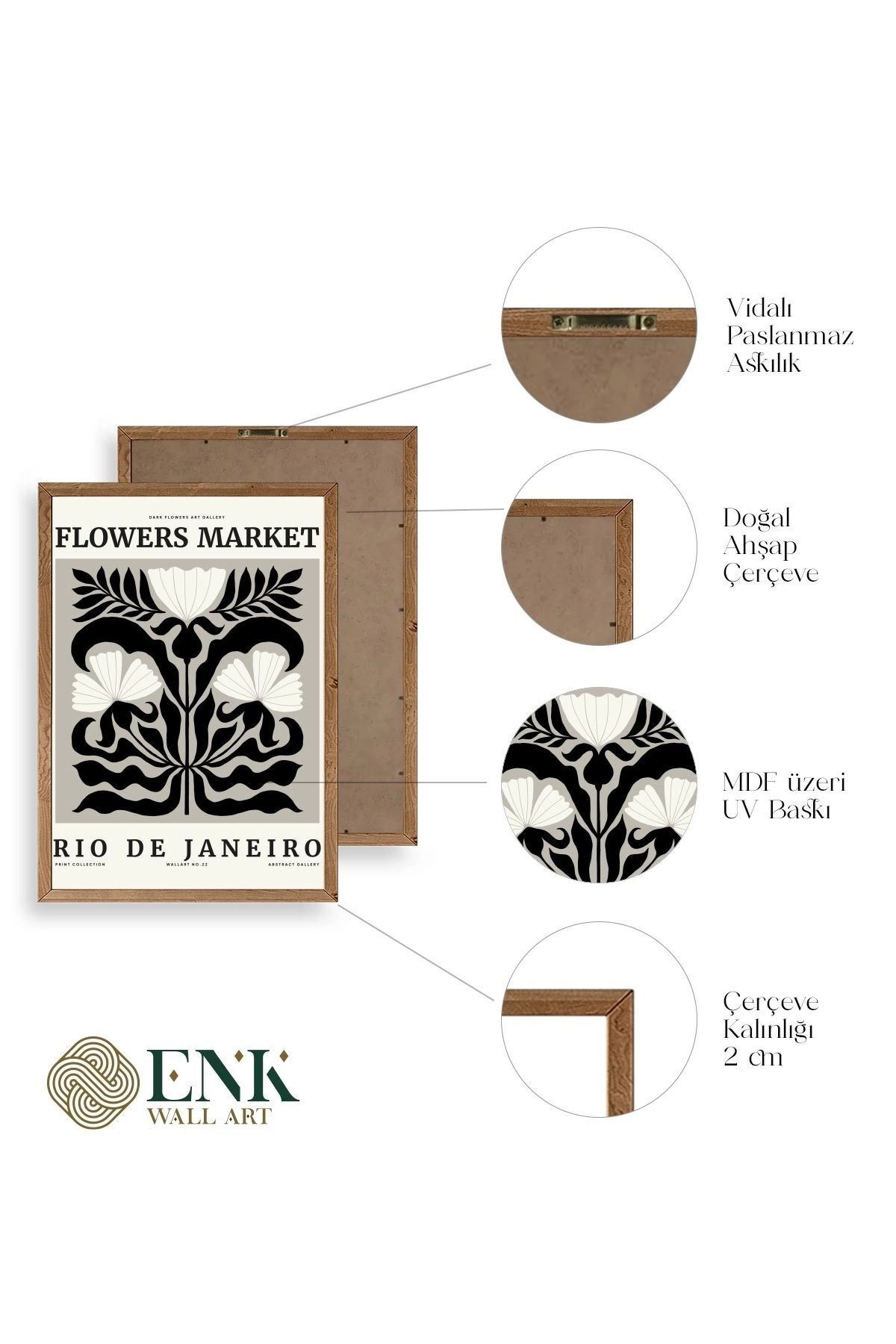 Çiçek Ahşap Çerçeveli Tablo 30 x 42