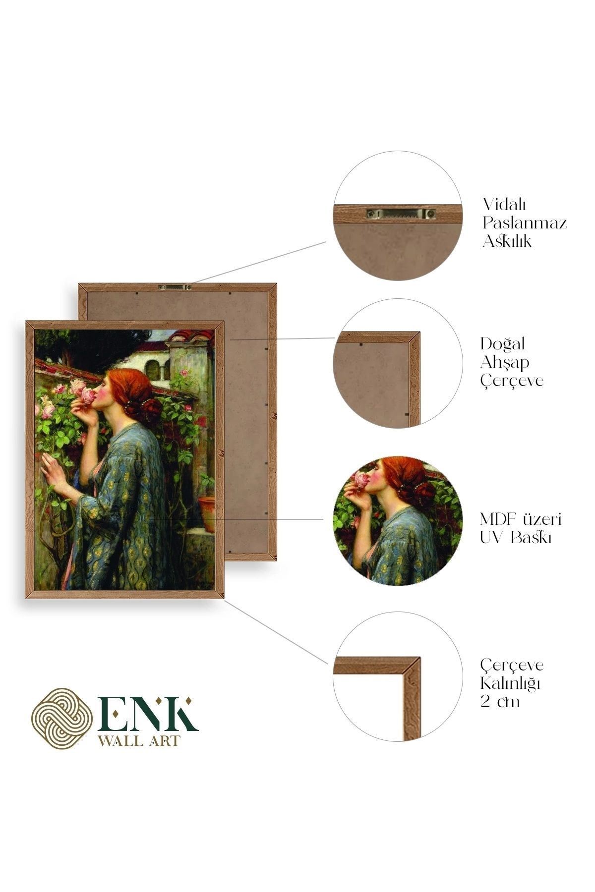 Kadın Ahşap Çerçeveli Tablo 17 x 23