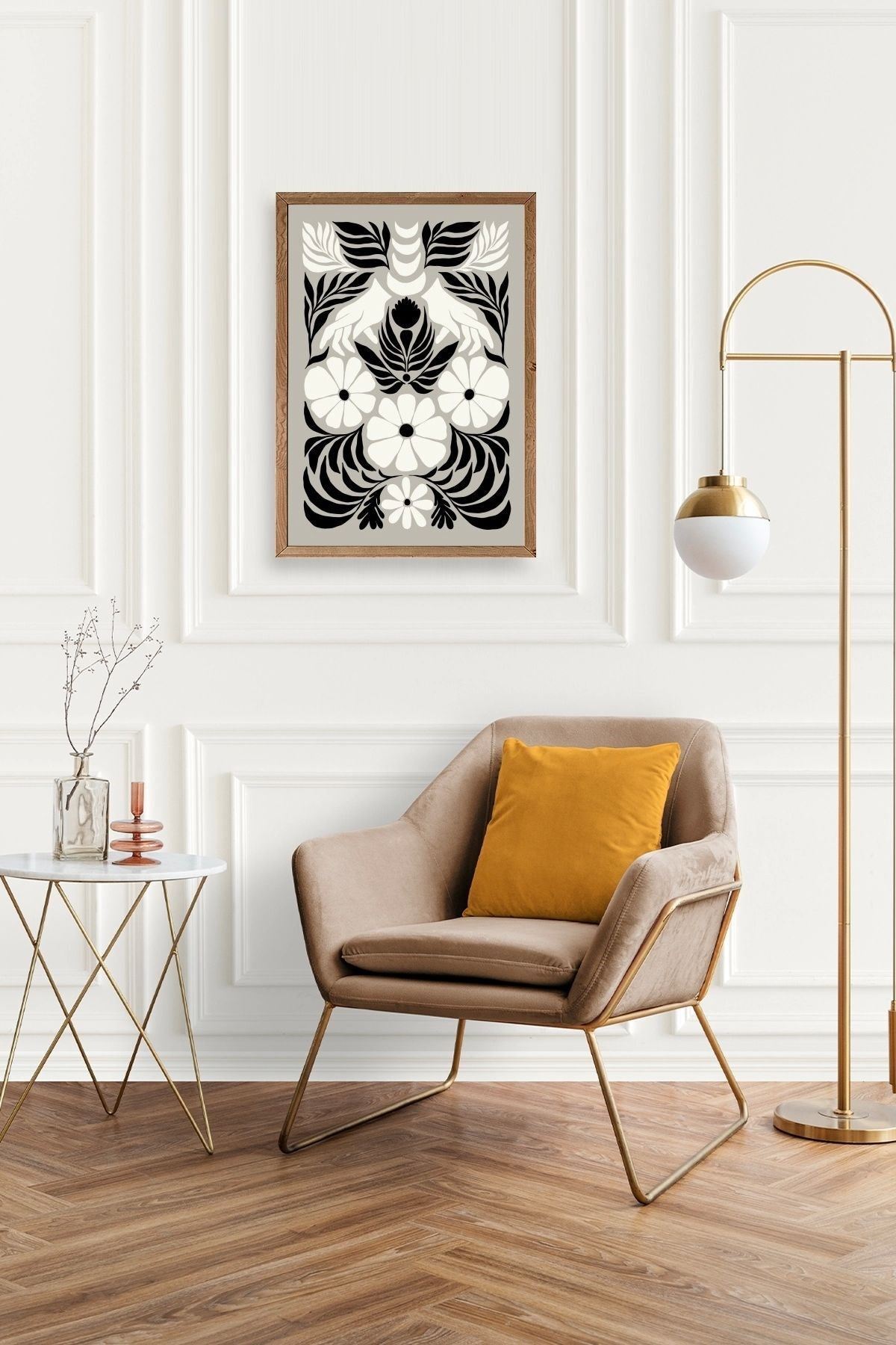 Çiçek Ahşap Çerçeveli Tablo 17 x 23