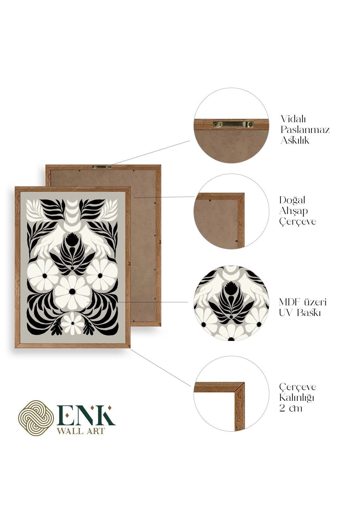 Çiçek Ahşap Çerçeveli Tablo 17 x 23