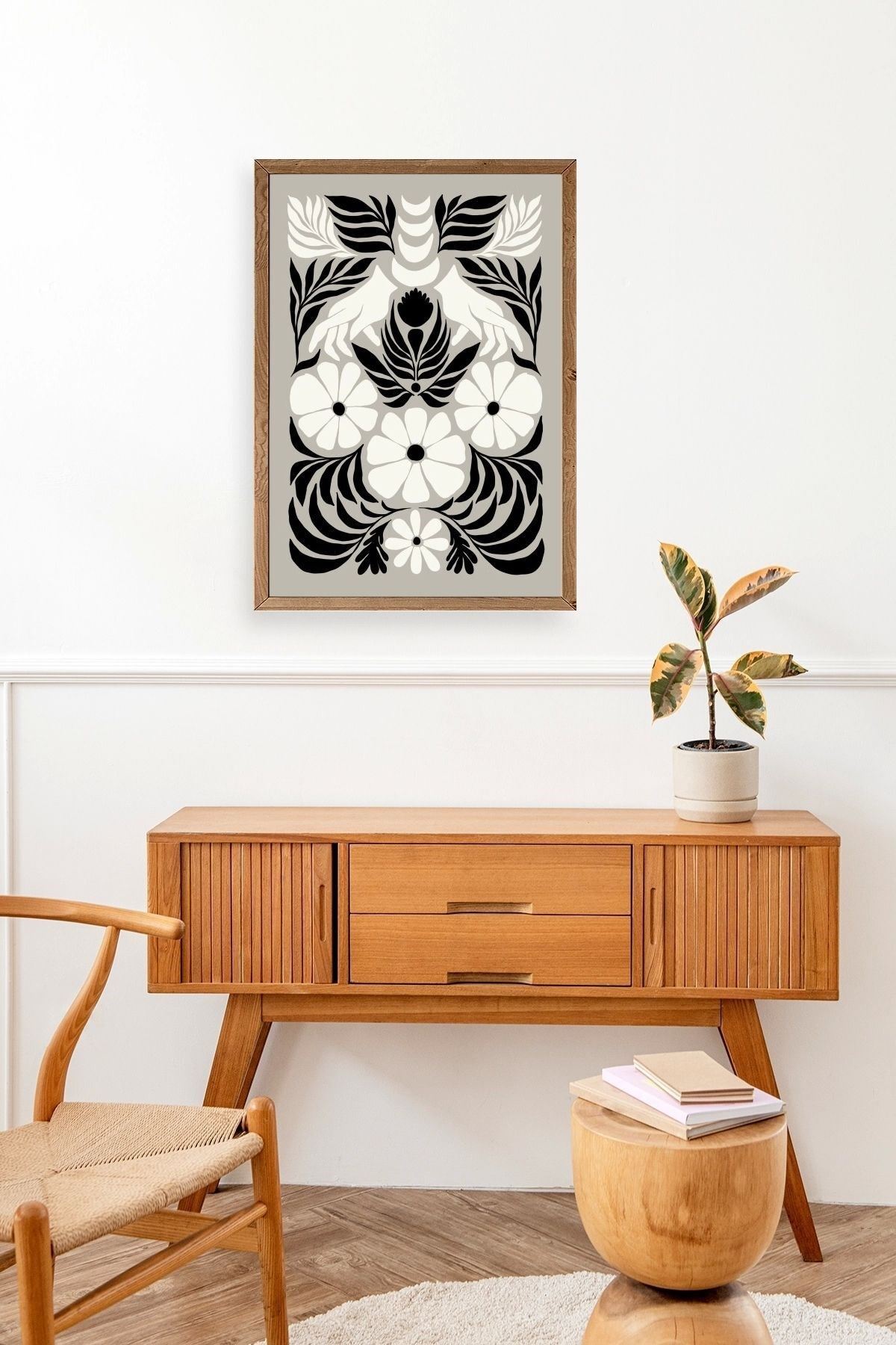 Çiçek Ahşap Çerçeveli Tablo 50 x 70