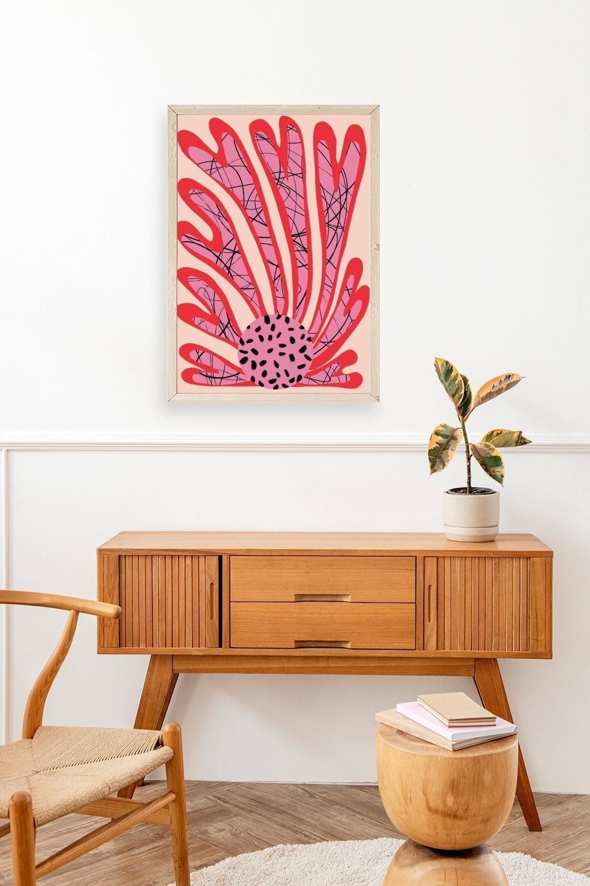 Çiçek Ahşap Çerçeveli Tablo 30 x 42