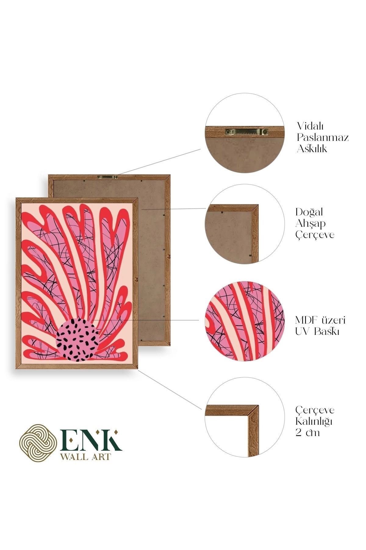 Çiçek Ahşap Çerçeveli Tablo 17 x 23