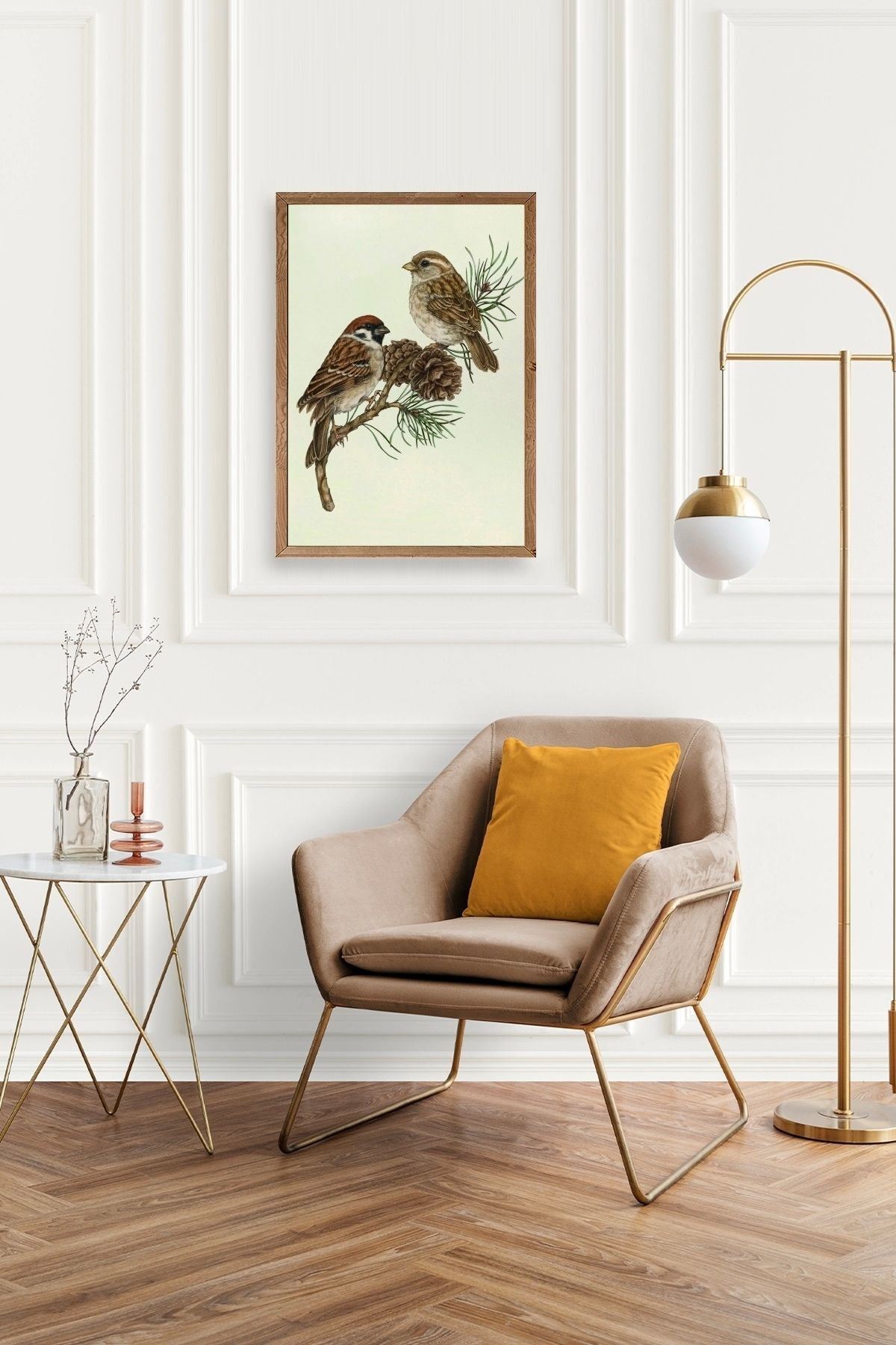 Kuş Ahşap Çerçeveli Tablo 17 x 23