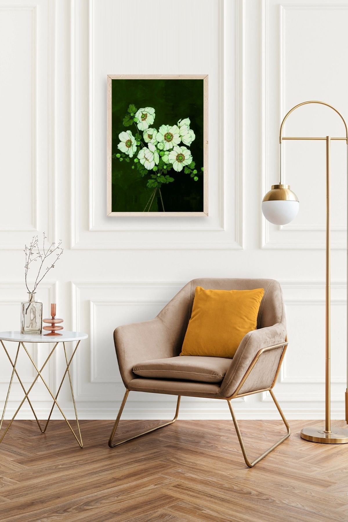 Çiçekler Ahşap Çerçeveli Tablo 23 x 30