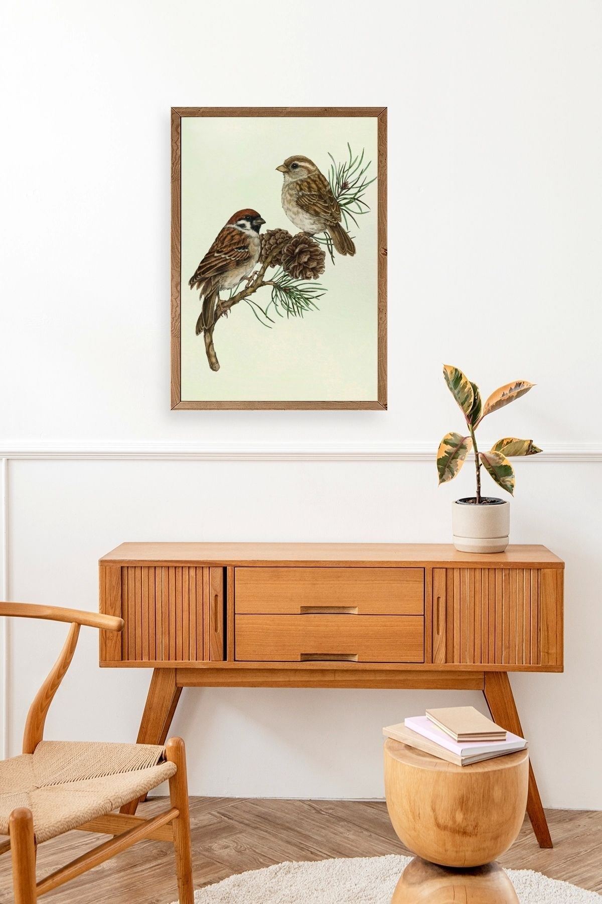 Kuş Ahşap Çerçeveli Tablo 50 x 70