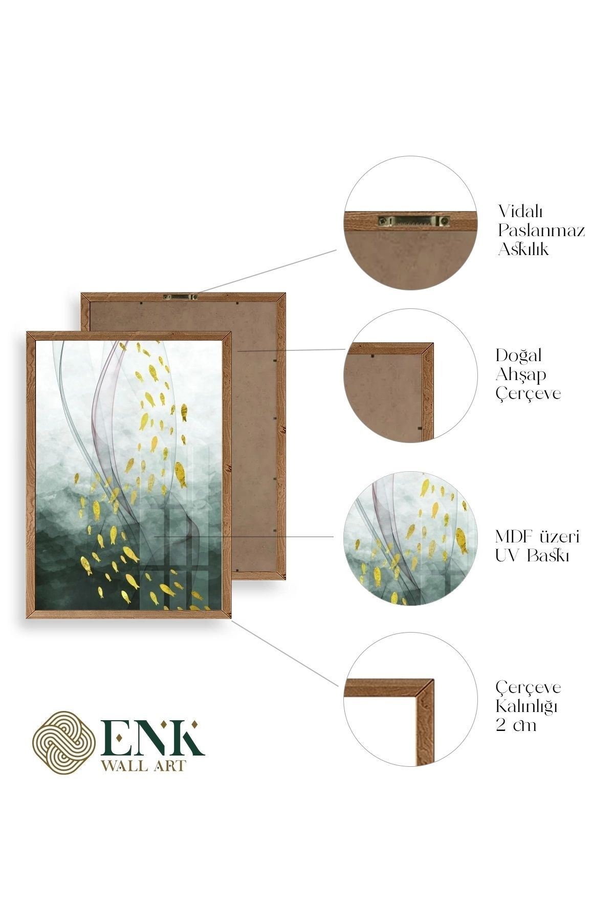 Soyut Hayvanlar Ahşap Çerçeveli Tablo 50 x 70